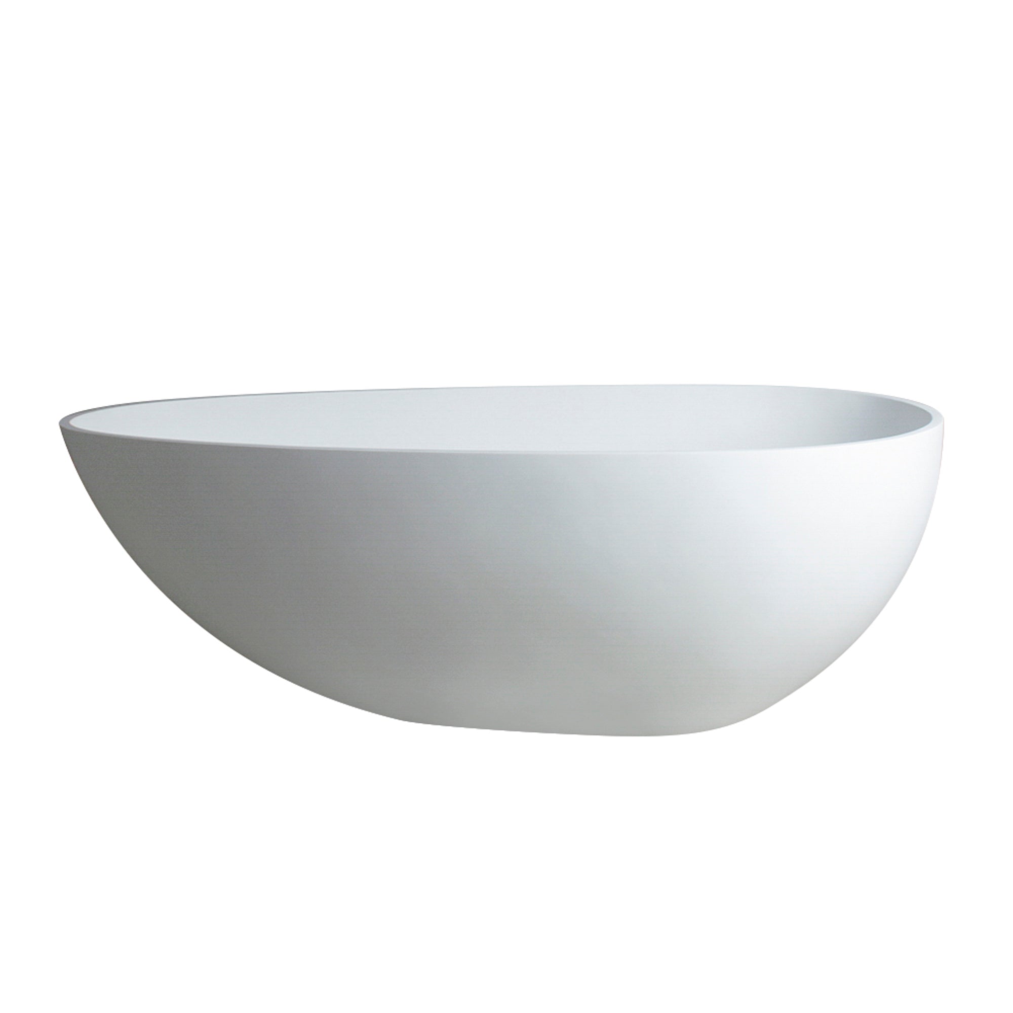 59 in. Solid Surface Freestanding Soaking Bathtub in Matte White