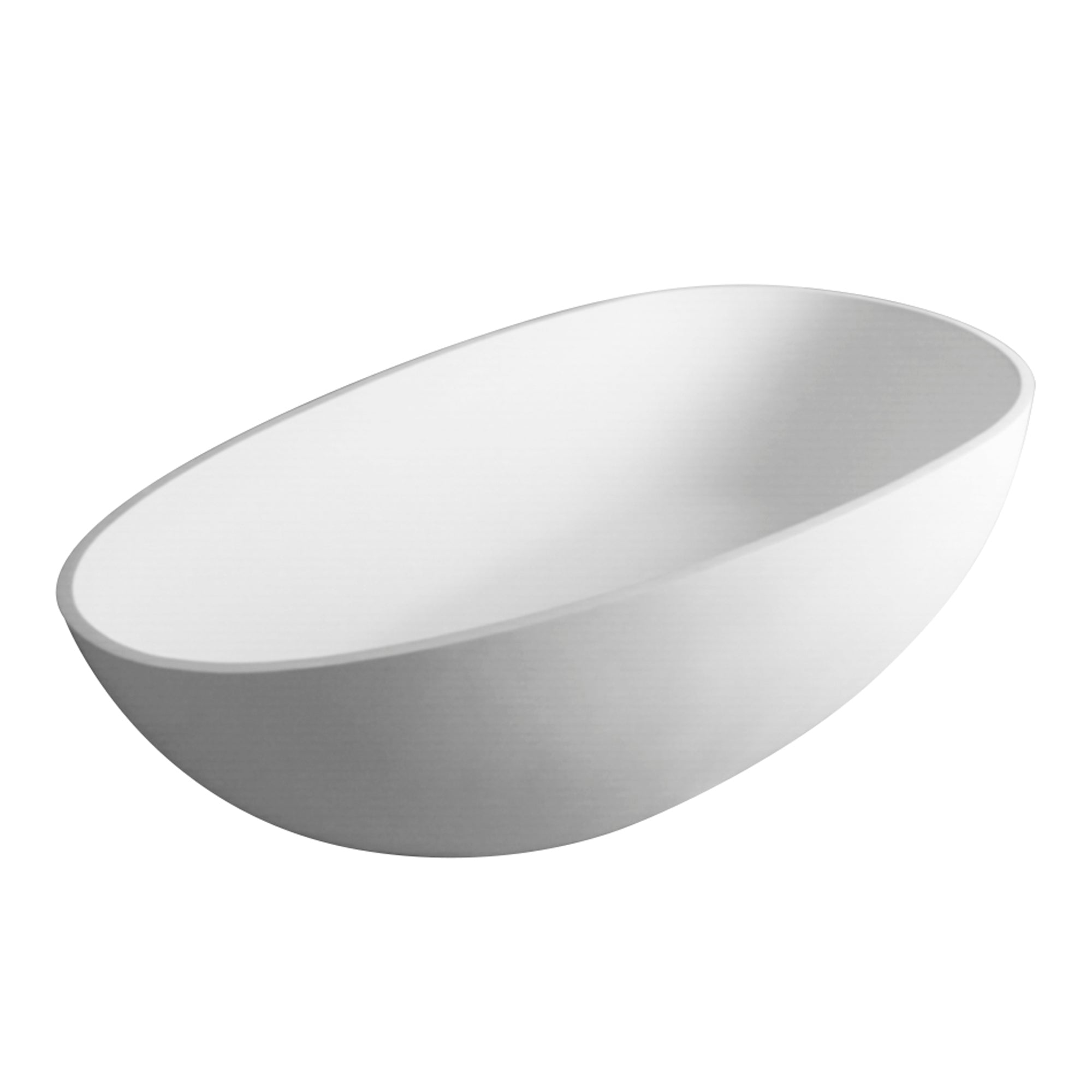 59 in. Solid Surface Freestanding Soaking Bathtub in Matte White