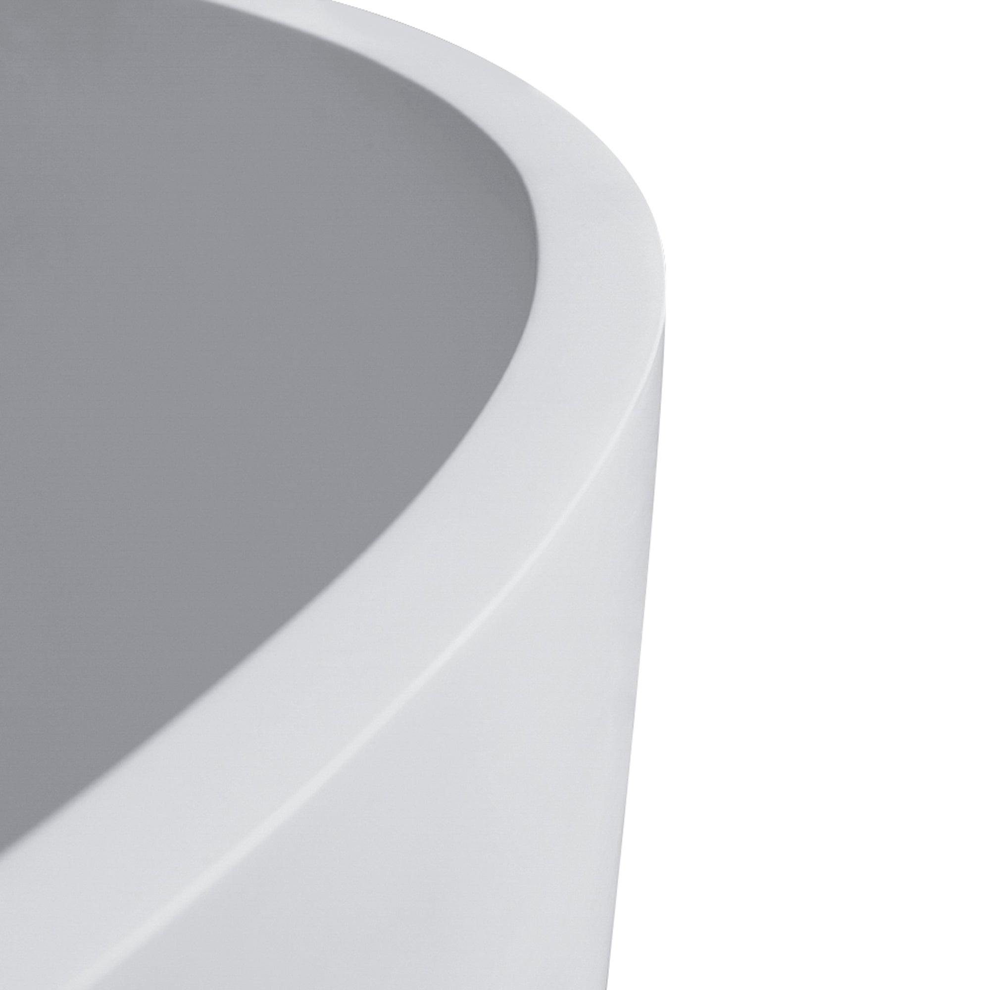 59 in. Solid Surface Freestanding Soaking Bathtub in Matte White