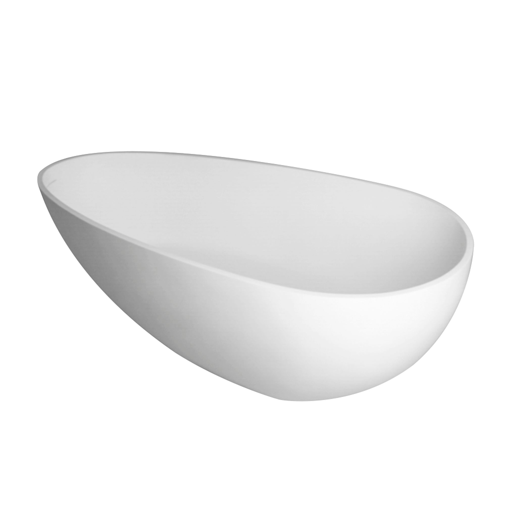 59 in. Solid Surface Freestanding Soaking Bathtub in Matte White