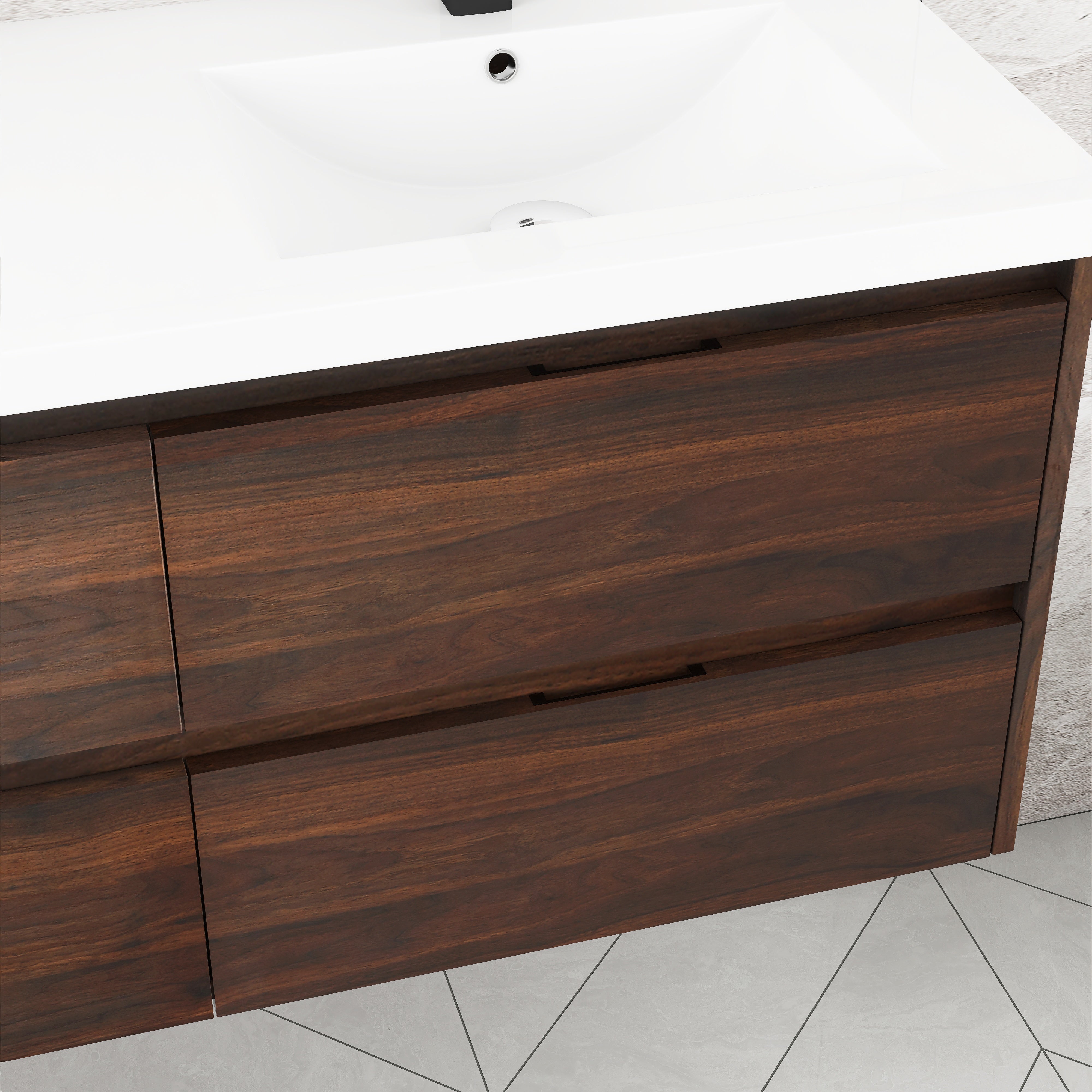 48 Inch Floating Bathroom Vanity With Dual Sink Resin Sink with 4 Soft Close Drawers