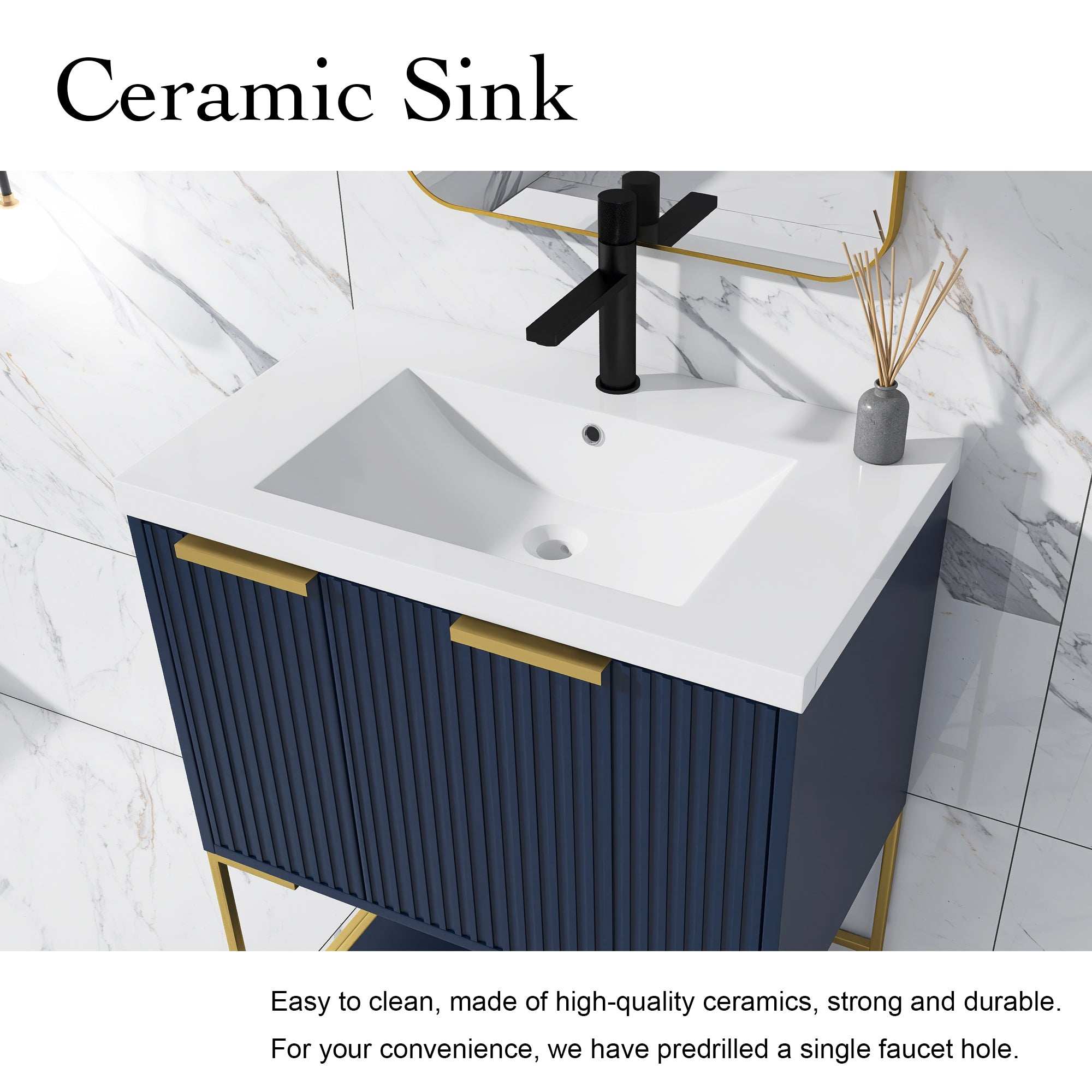 30 Inch Freestanding Bathroom Vanity With Resin Basin