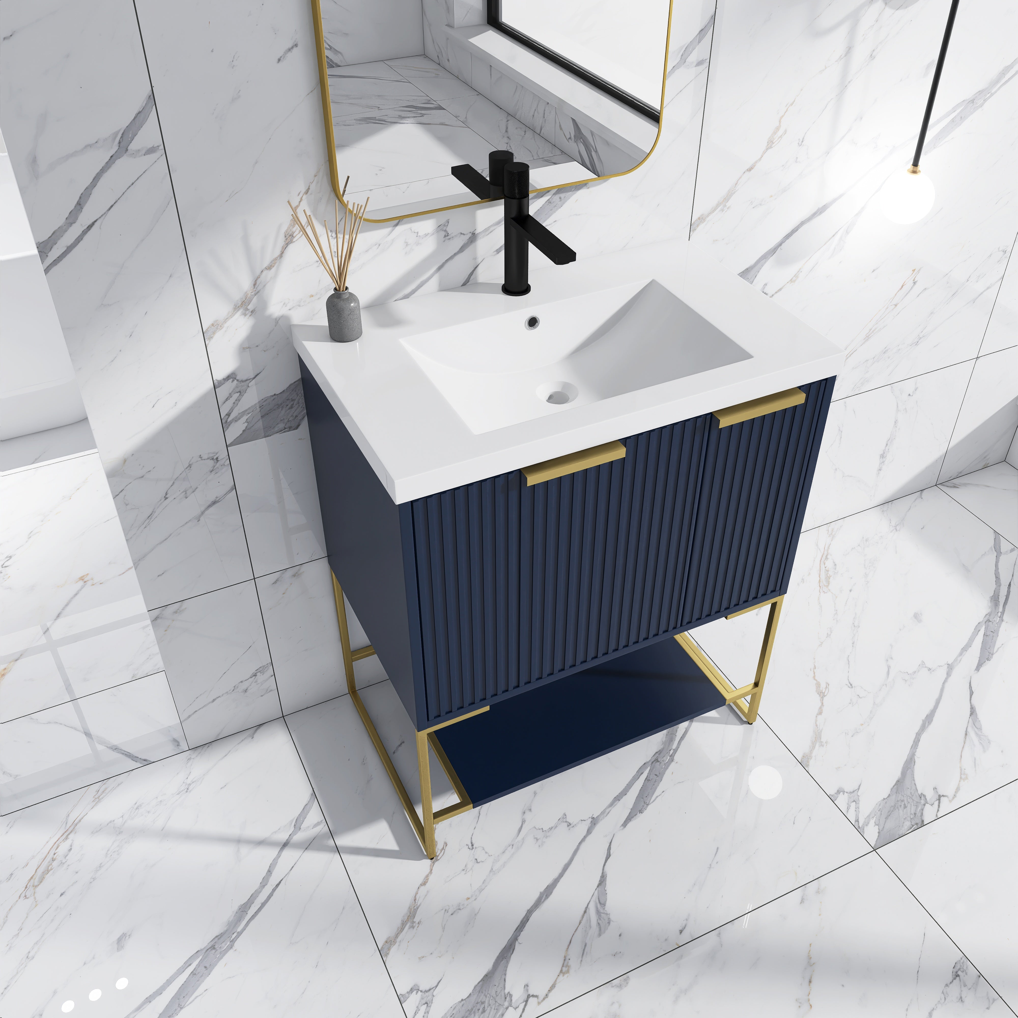 30 Inch Freestanding Bathroom Vanity With Resin Basin