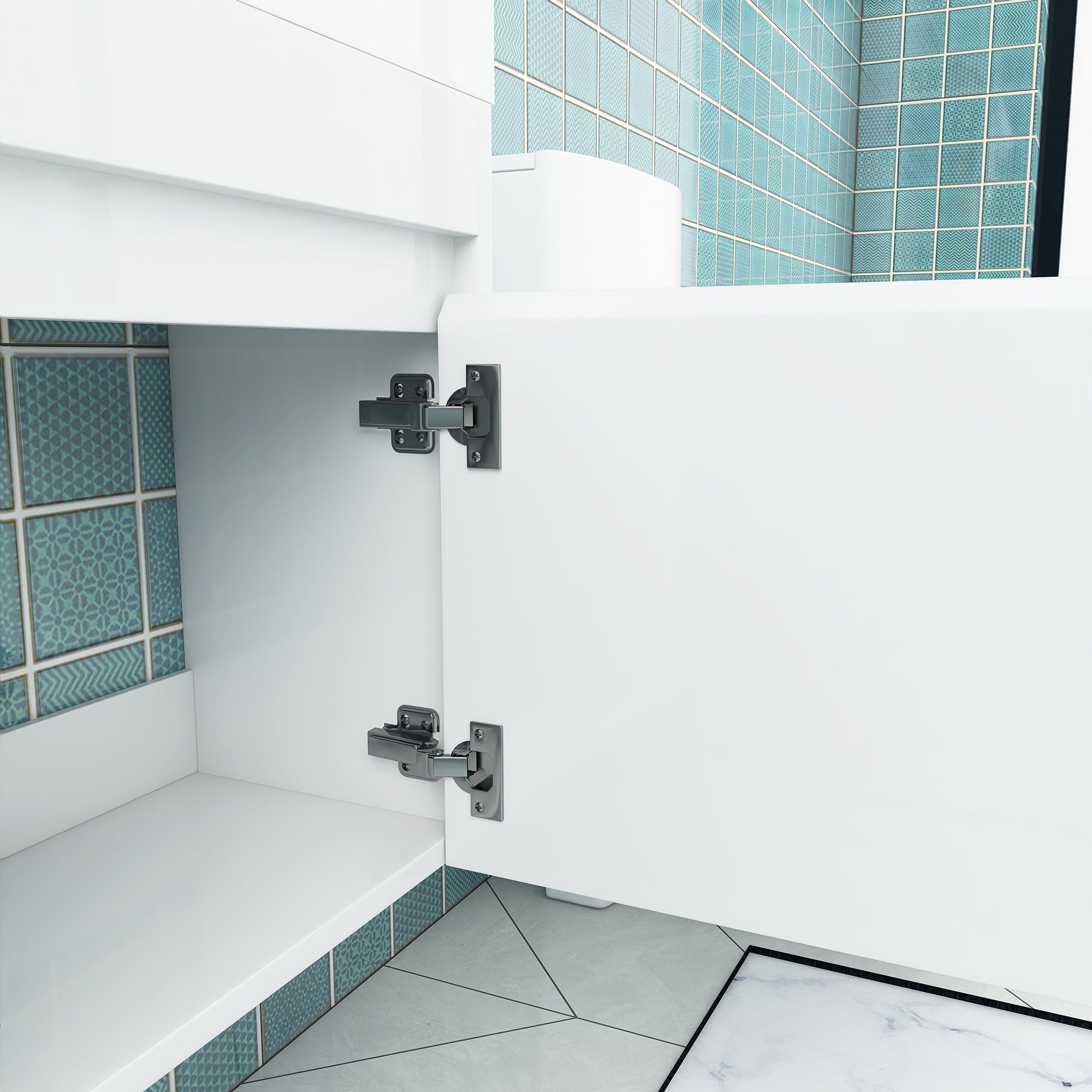18'' Wall-Mounted Bathroom Vanity with White Resin Sink & Cabinet Door ceramic