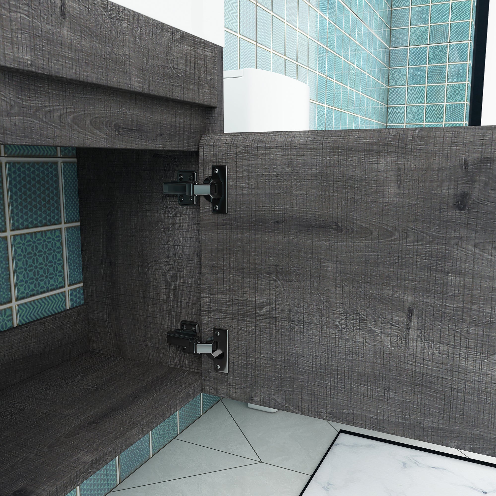 18'' Poly Wall-Mounted Bathroom Vanity with White Resin & Sink Cabinet Door with Integrated Ceramic