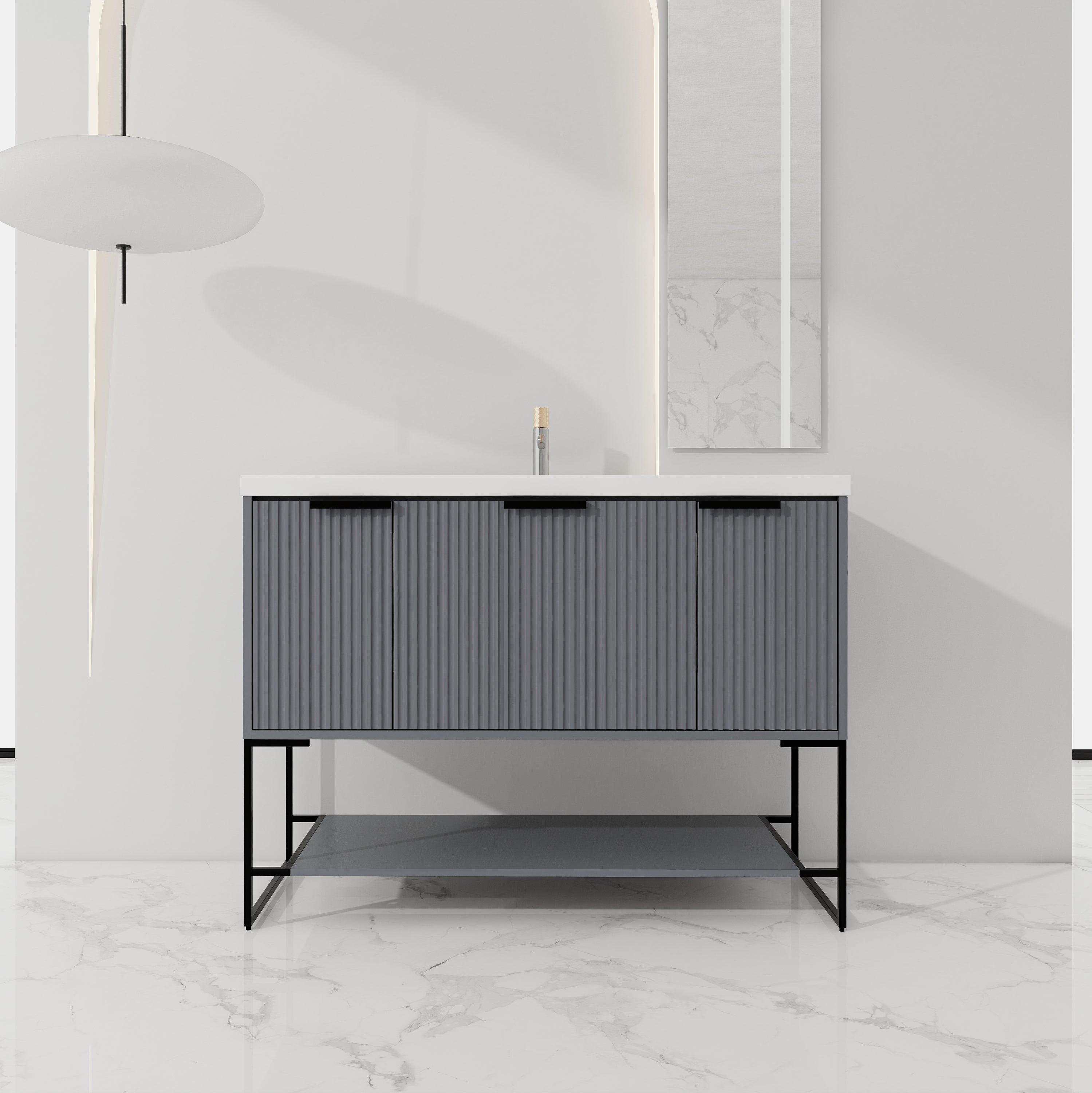 48 Inch Freestanding Bathroom Vanity With Resin Basin
