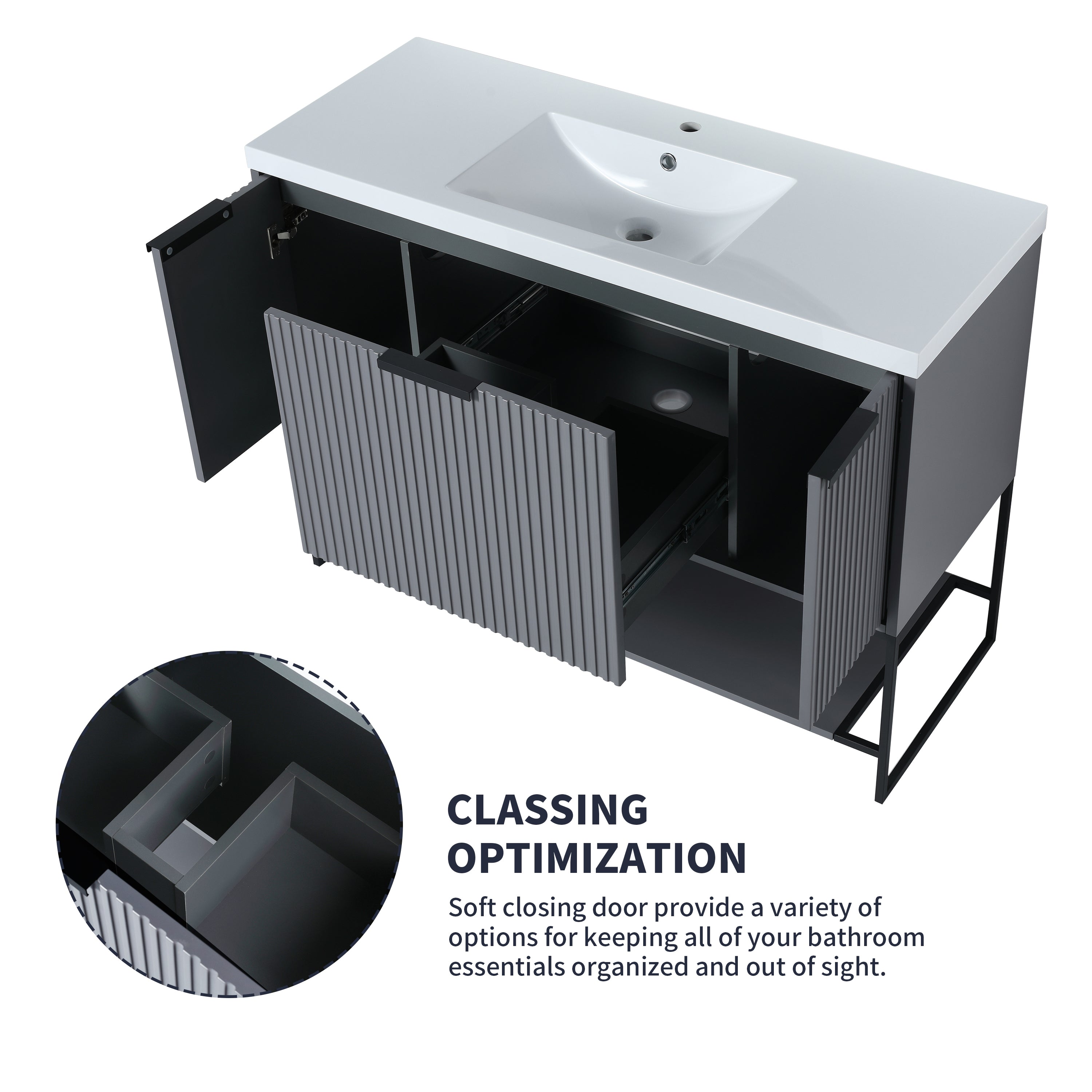 48 Inch Freestanding Bathroom Vanity With Resin Basin