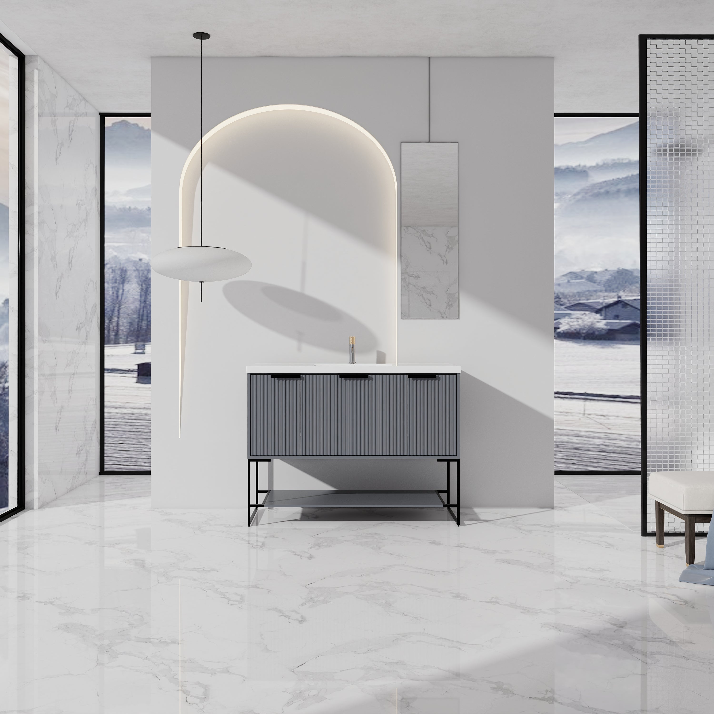 48 Inch Freestanding Bathroom Vanity With Resin Basin
