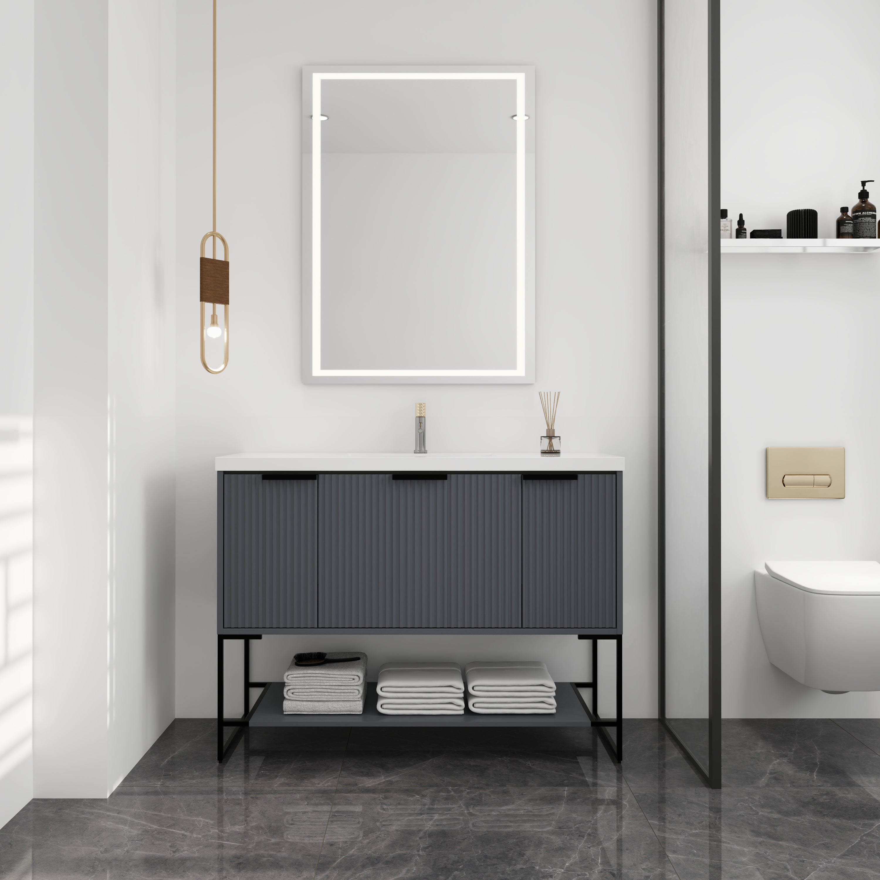 48 Inch Freestanding Bathroom Vanity With Resin Basin