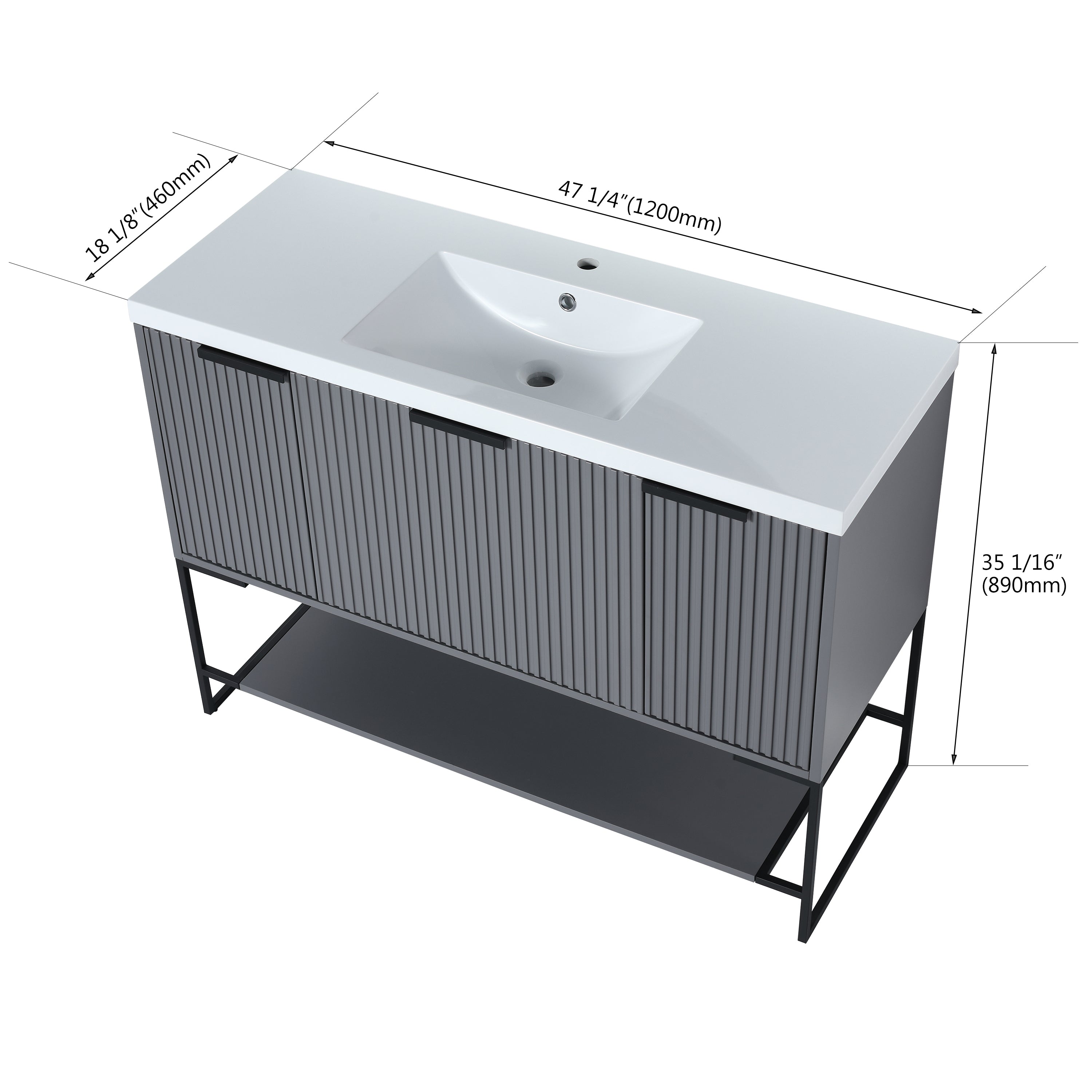 48 Inch Freestanding Bathroom Vanity With Resin Basin