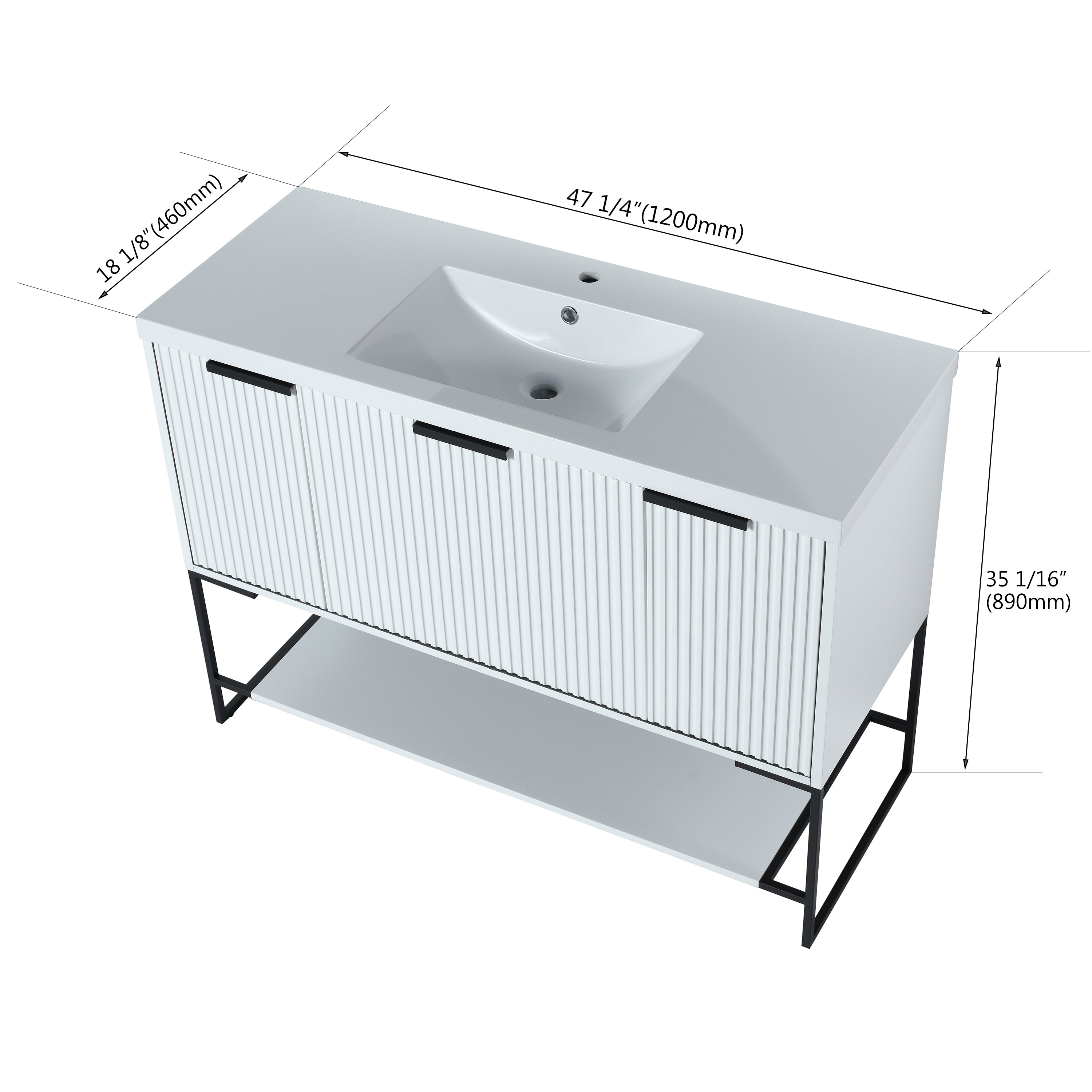 48 inch Plywood Freestanding Bathroom Vanity  with Integrated Resin Sink with Drain