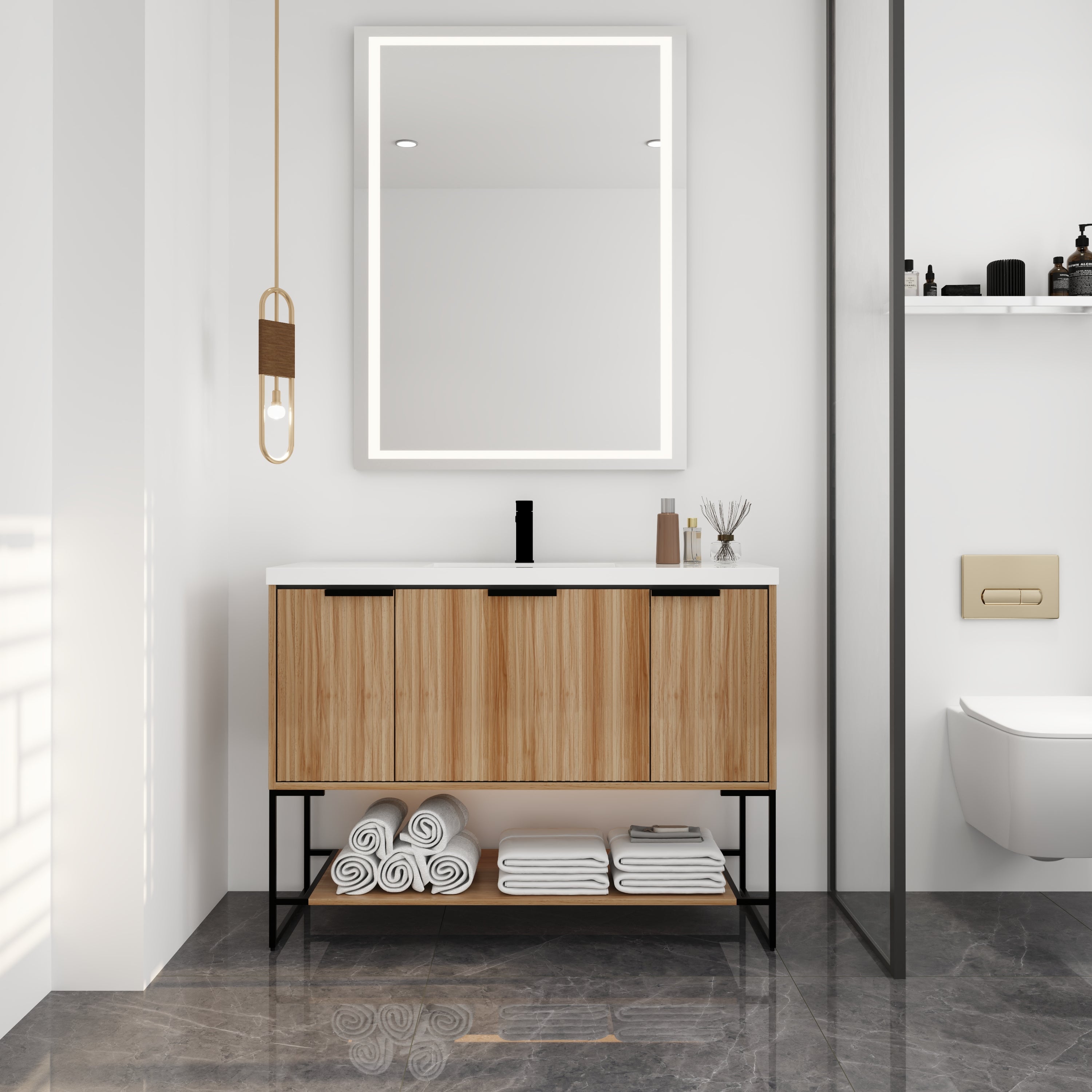 48 Inch Freestanding Bathroom Vanity With Resin Basin