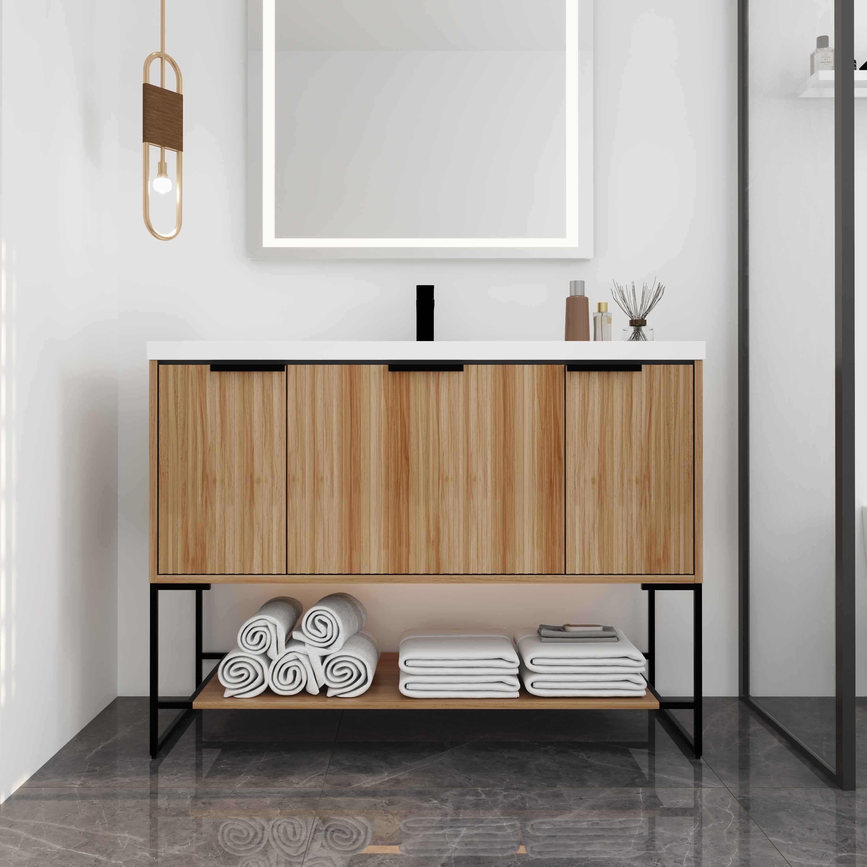 48 Inch Freestanding Bathroom Vanity With Resin Basin