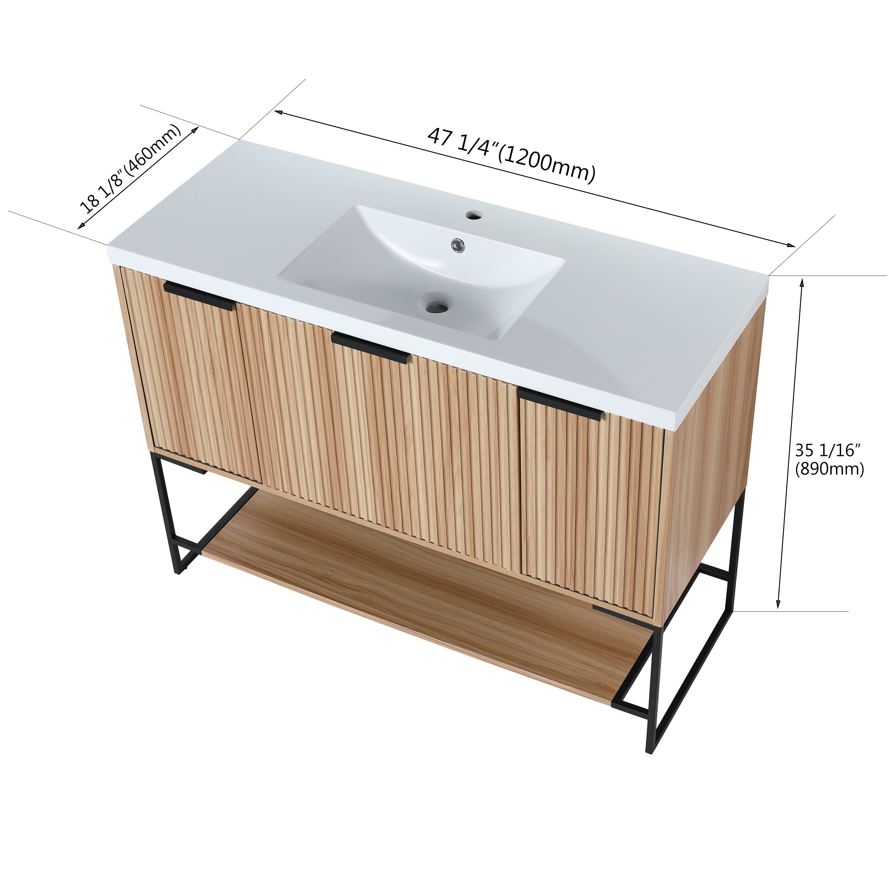 48 Inch Freestanding Bathroom Vanity With Resin Basin