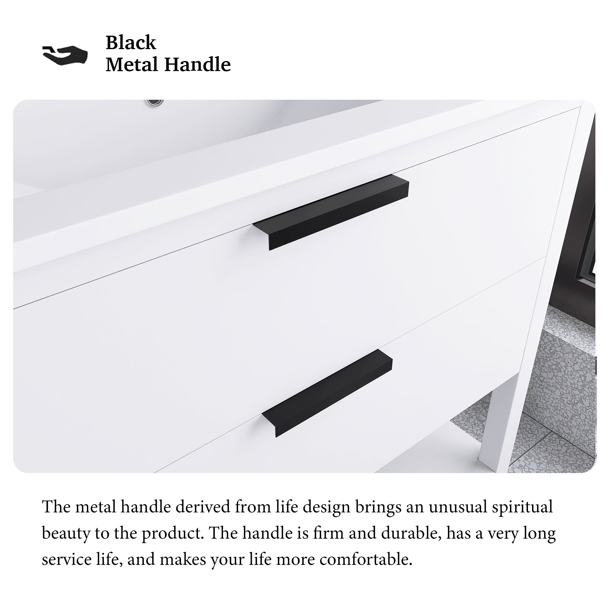 36 Inch Freestanding Bathroom Vanity Plywood With 2 Drawers with Shelves with Polymarble Sink