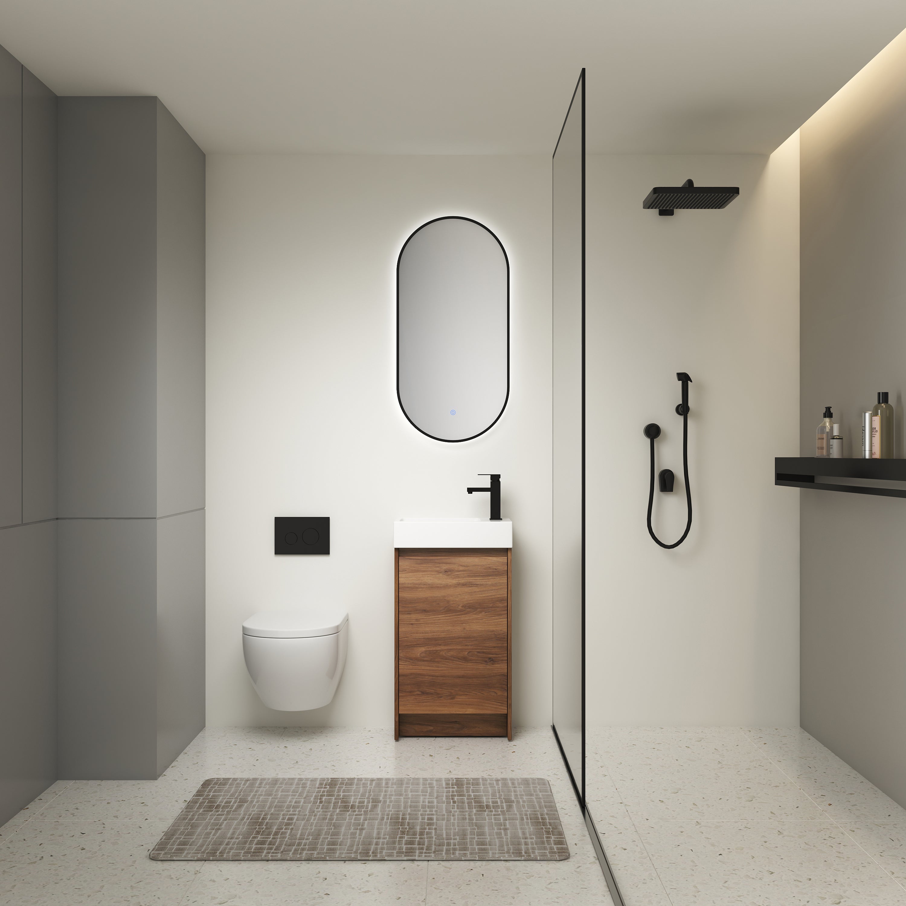 18 Inch Freestanding Bathroom Vanity with Ceramic Sink and Soft Closing Doors