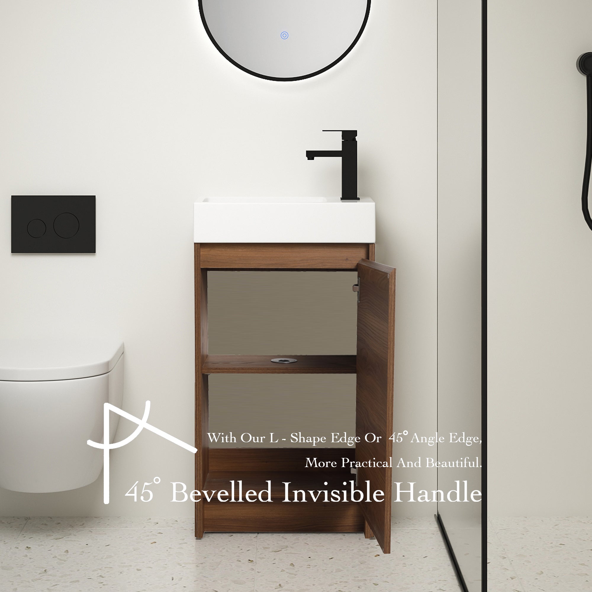 18 Inch Freestanding Bathroom Vanity with Ceramic Sink and Soft Closing Doors