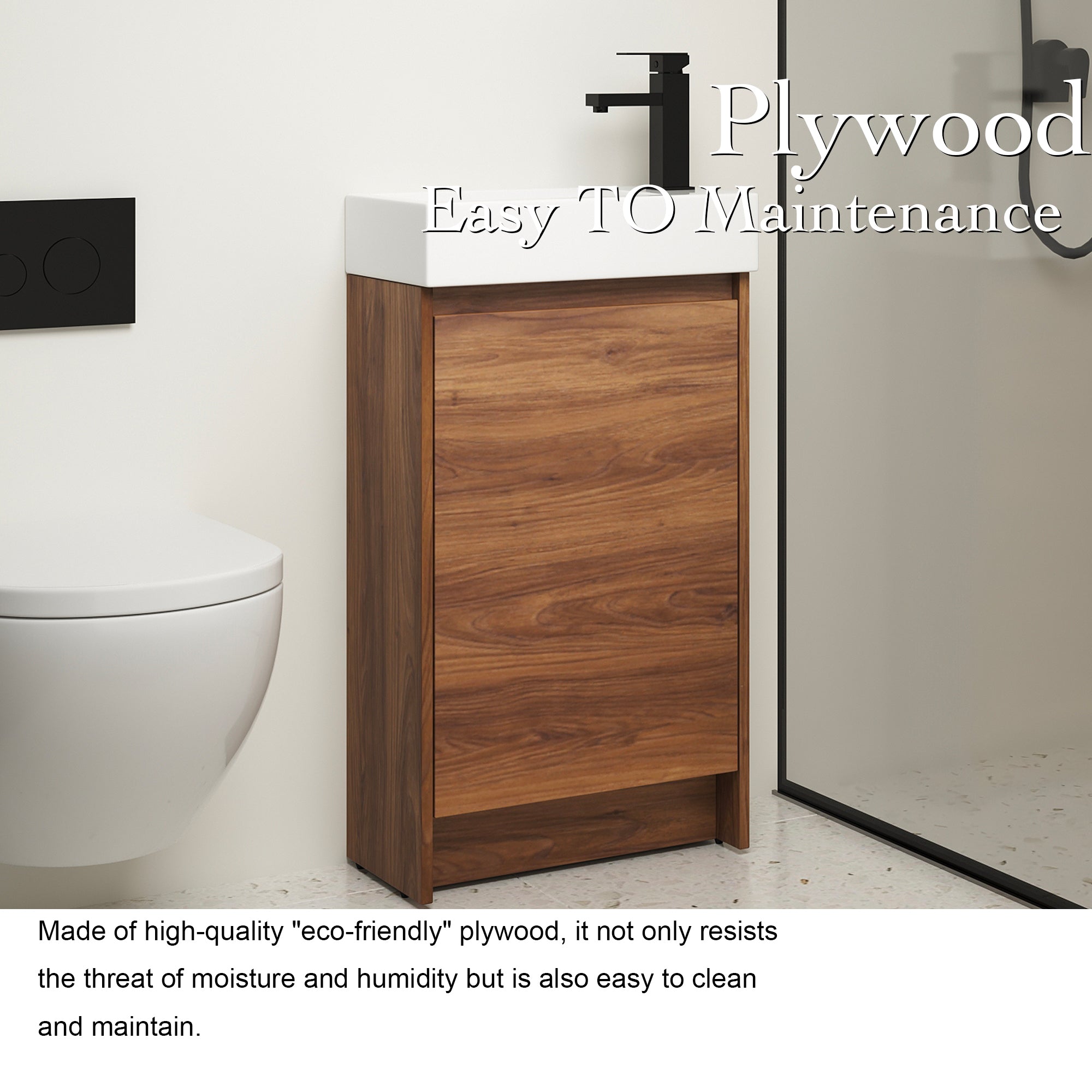 18 Inch Freestanding Bathroom Vanity with Ceramic Sink and Soft Closing Doors
