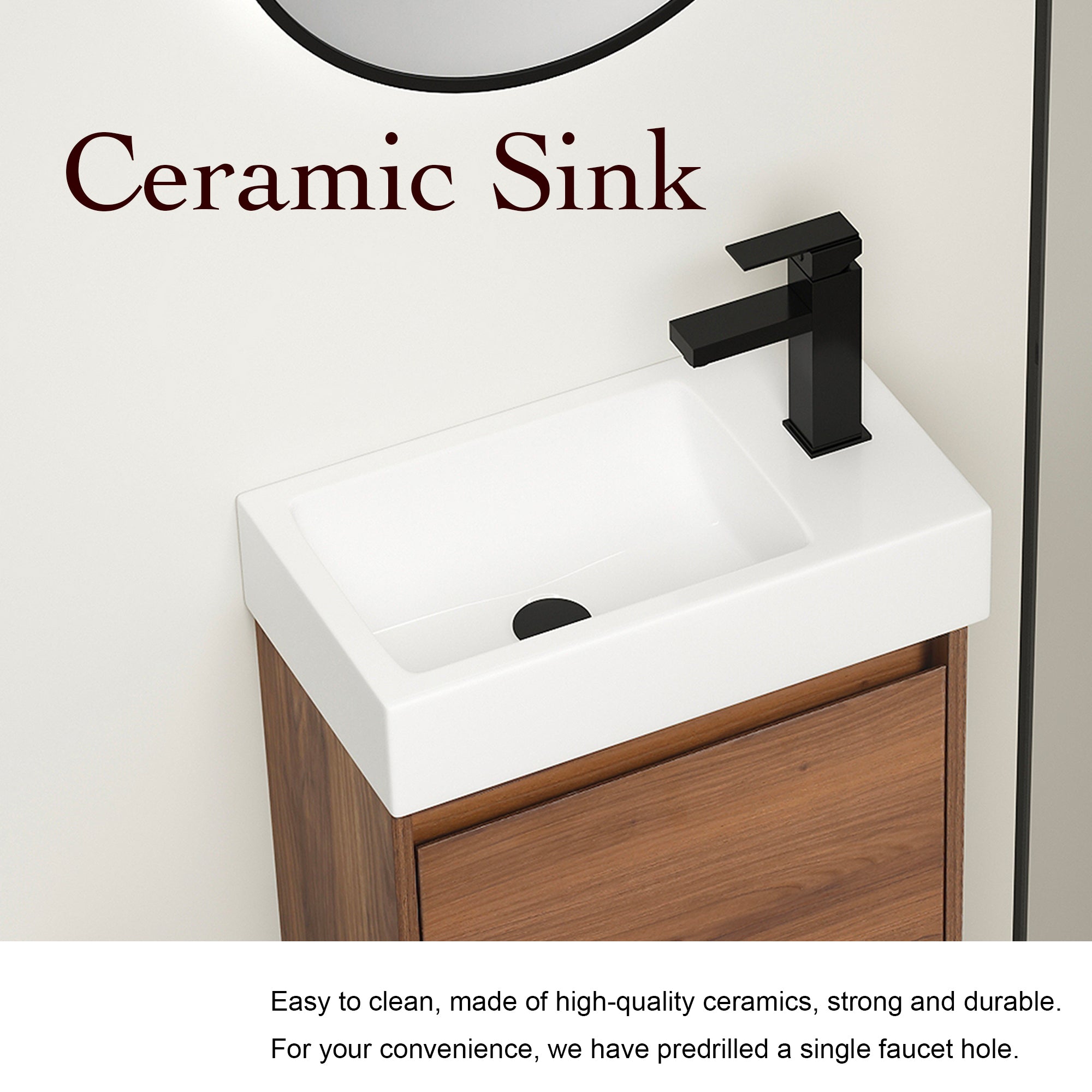 18 Inch Freestanding Bathroom Vanity with Ceramic Sink and Soft Closing Doors