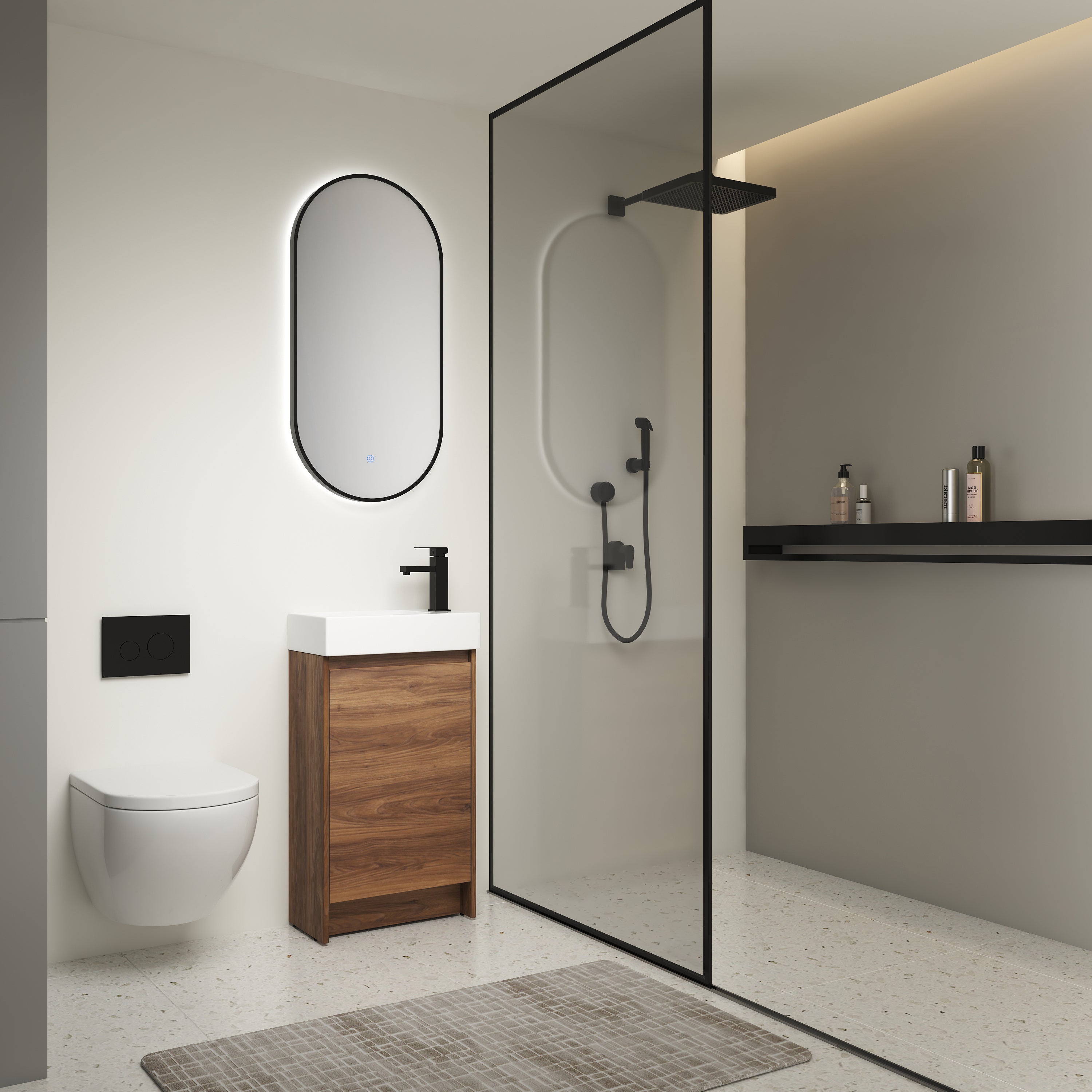 18 Inch Freestanding Bathroom Vanity with Ceramic Sink and Soft Closing Doors