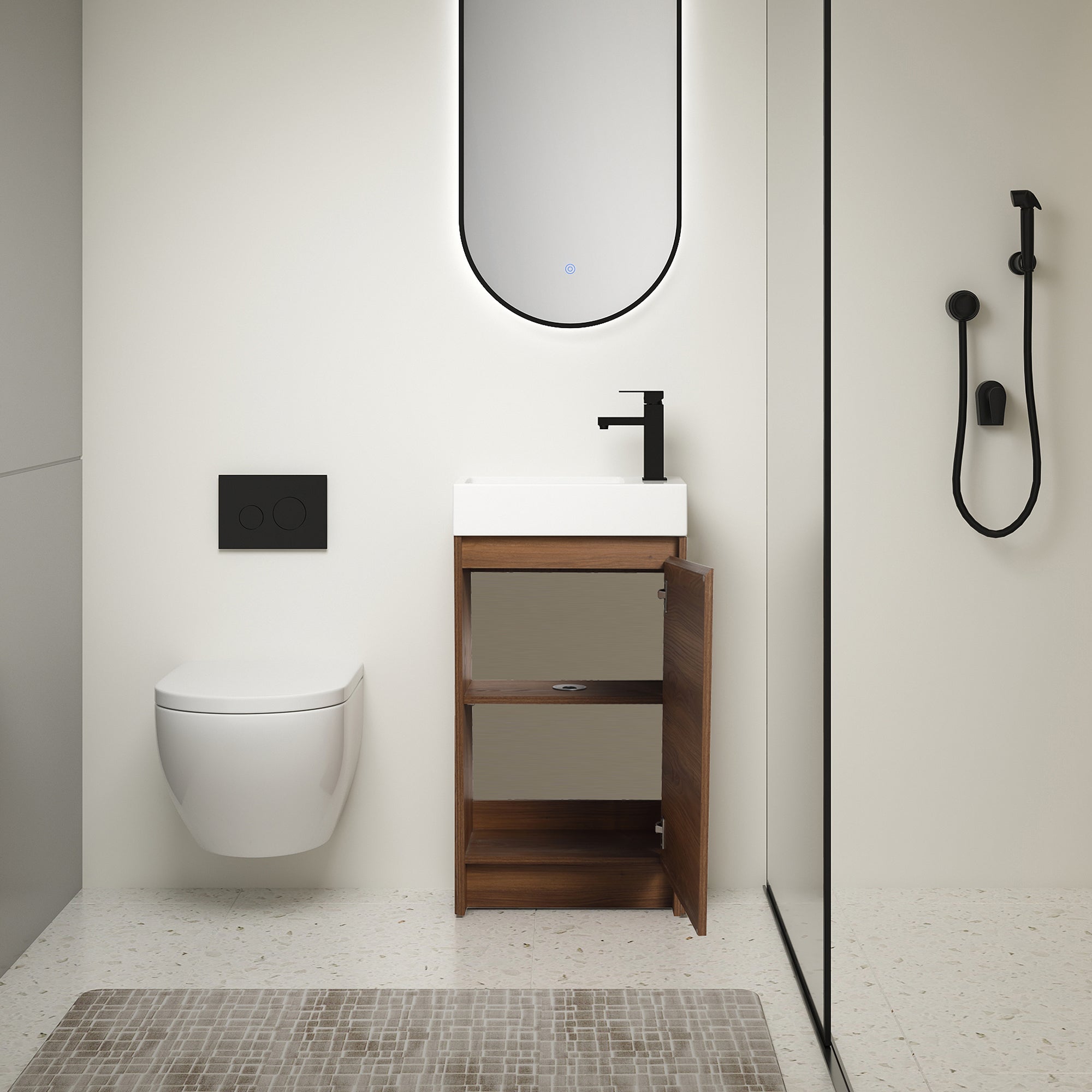 18 Inch Freestanding Bathroom Vanity with Ceramic Sink and Soft Closing Doors