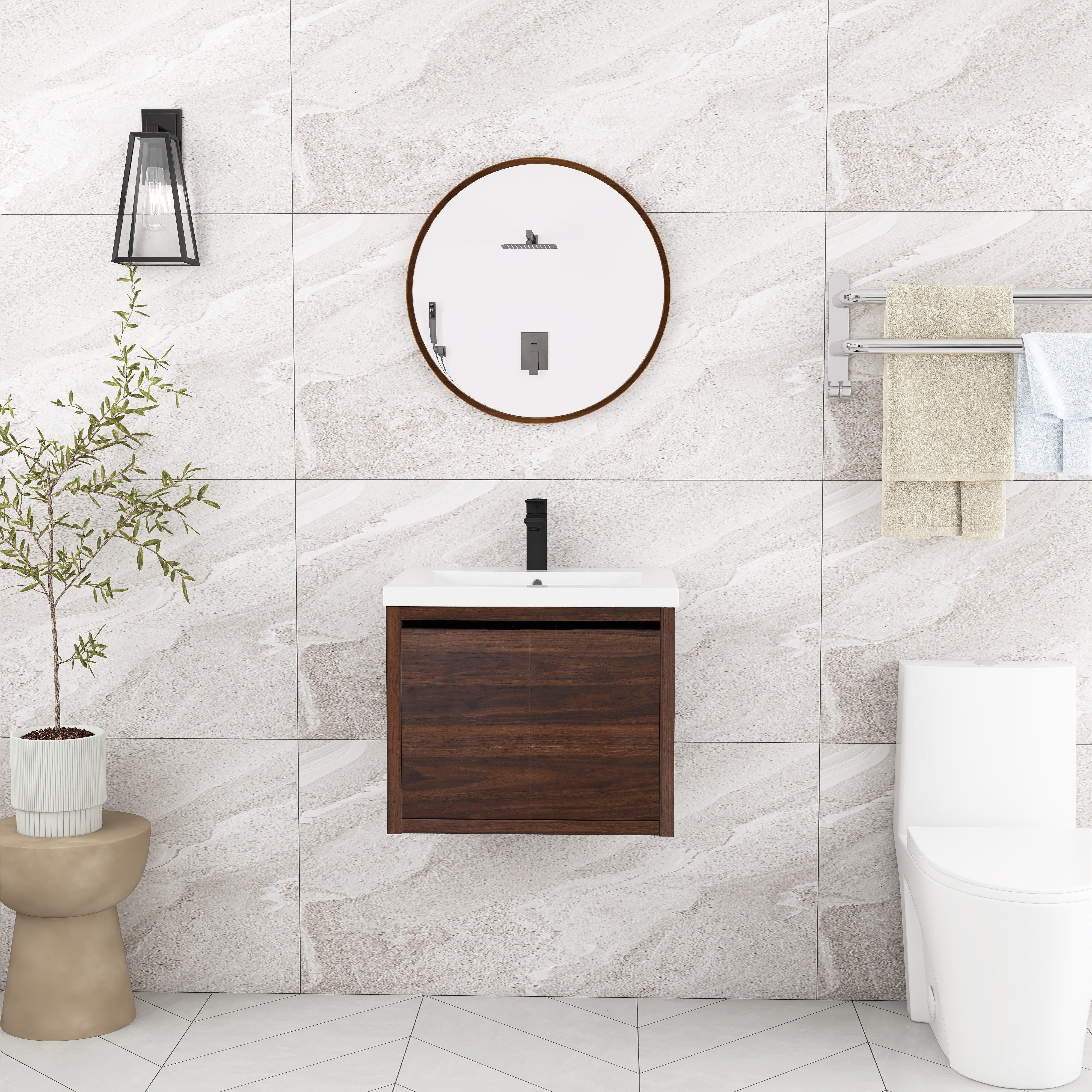 24 Inch For Small Bathroom Bathroom Cabinet With Sink with Soft Close Doors