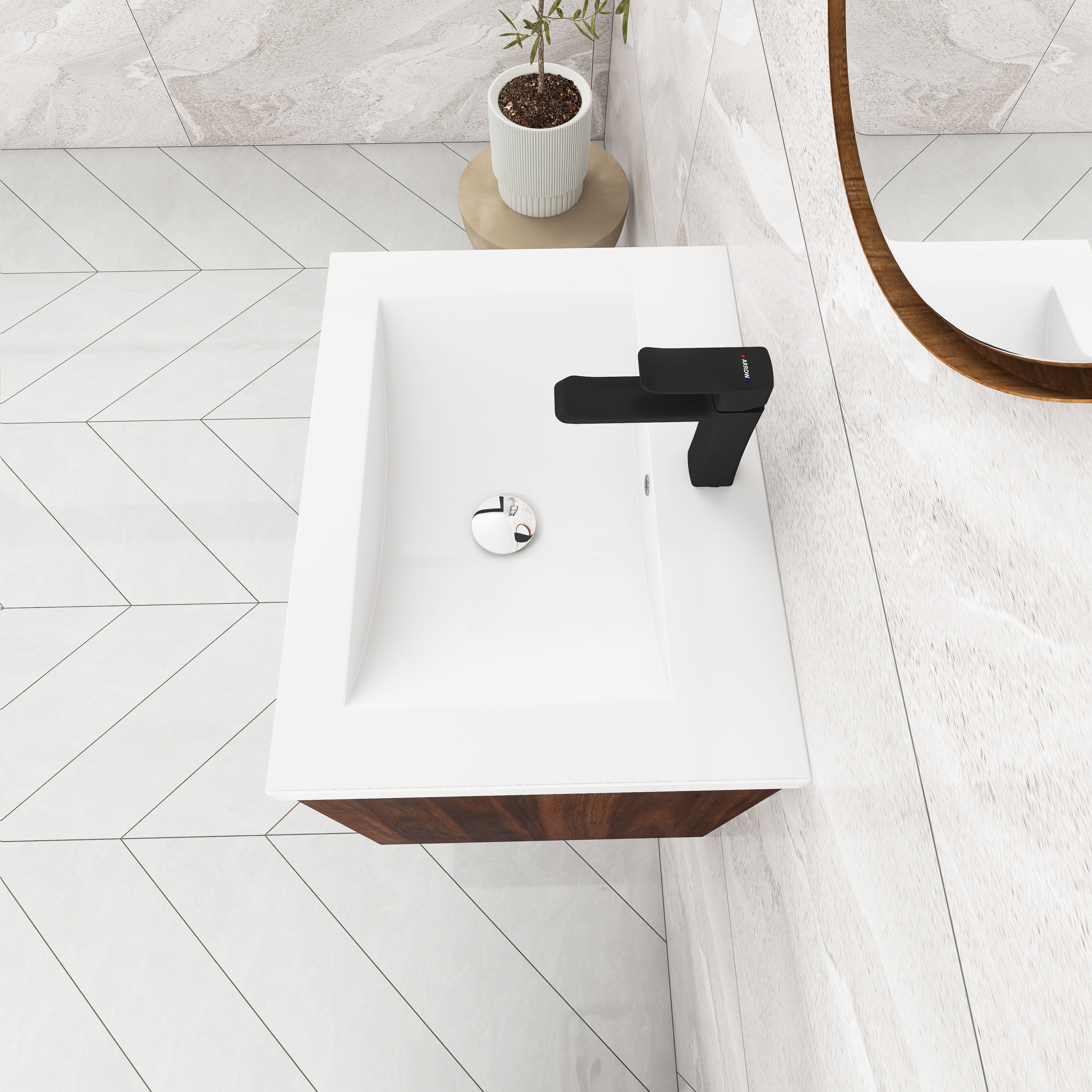 24 Inch For Small Bathroom Bathroom Cabinet With Sink with Soft Close Doors