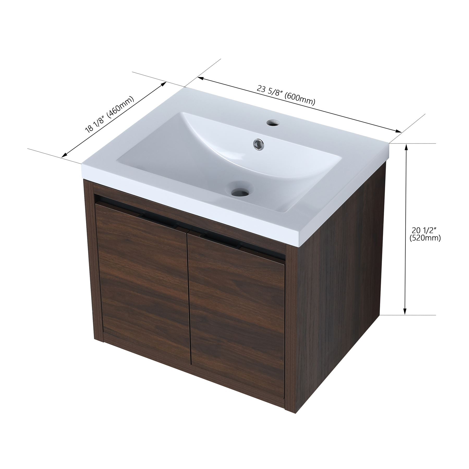24 Inch Floating For Small Bathroom with Soft Close Doors with Cultured Marble Basin