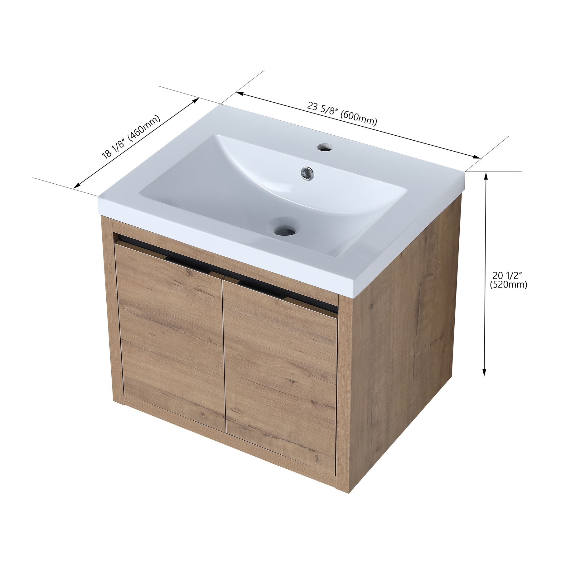 24 Inch Floating For Small Bathroom with Soft Close Doors with Cultured Marble Basin