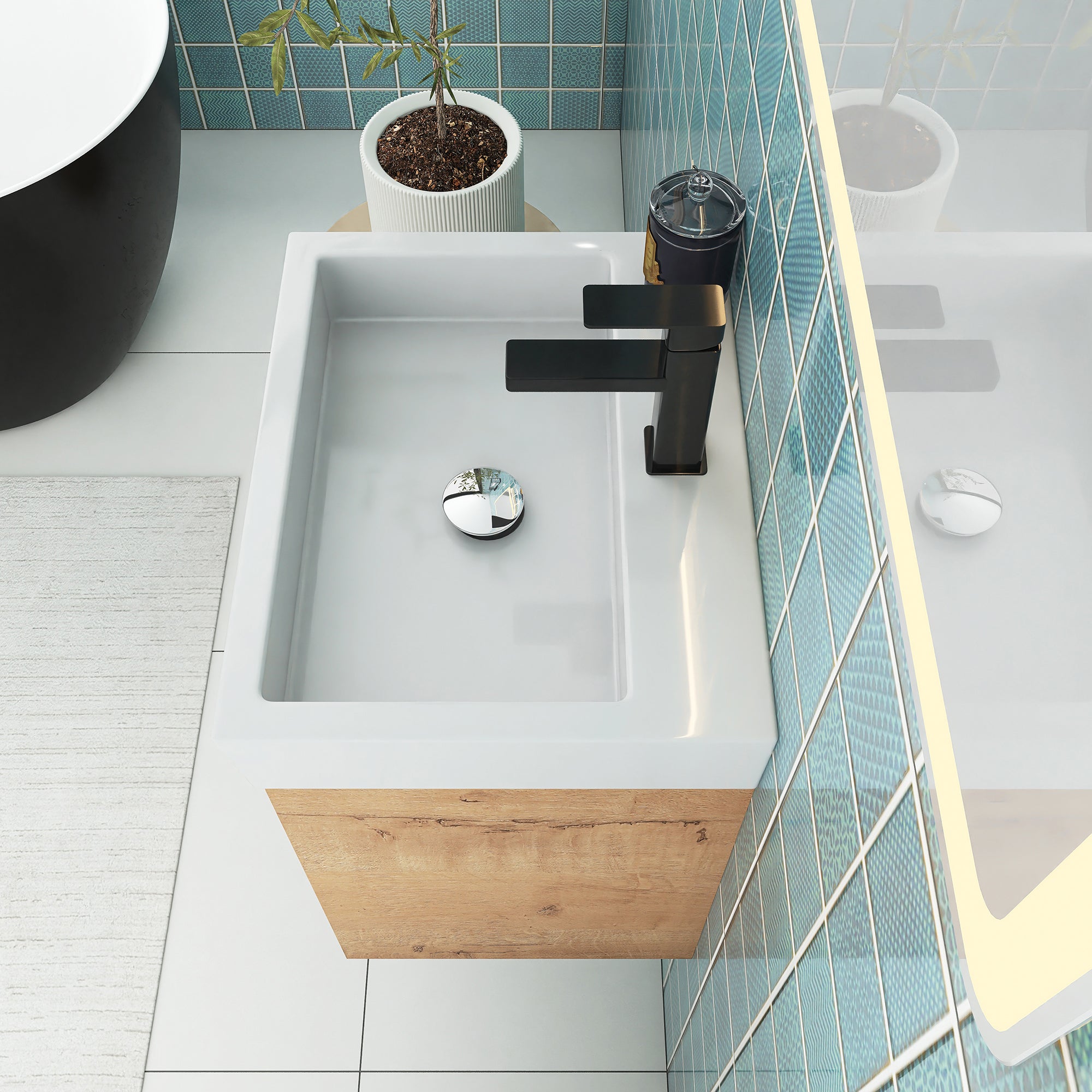 18 inch Wall Mounted Small  Bathroom Vanity with Ceramic Top and Sink
