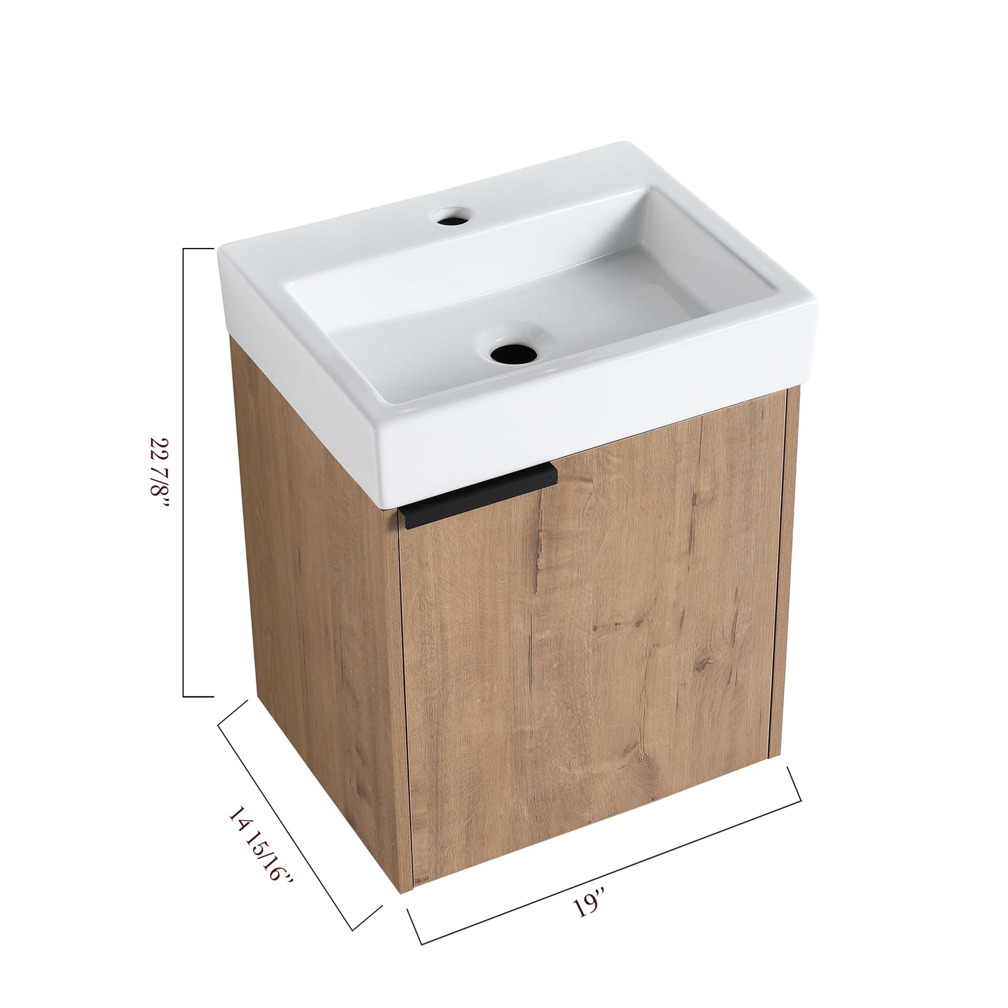 18 inch Wall Mounted Small  Bathroom Vanity with Ceramic Top and Sink