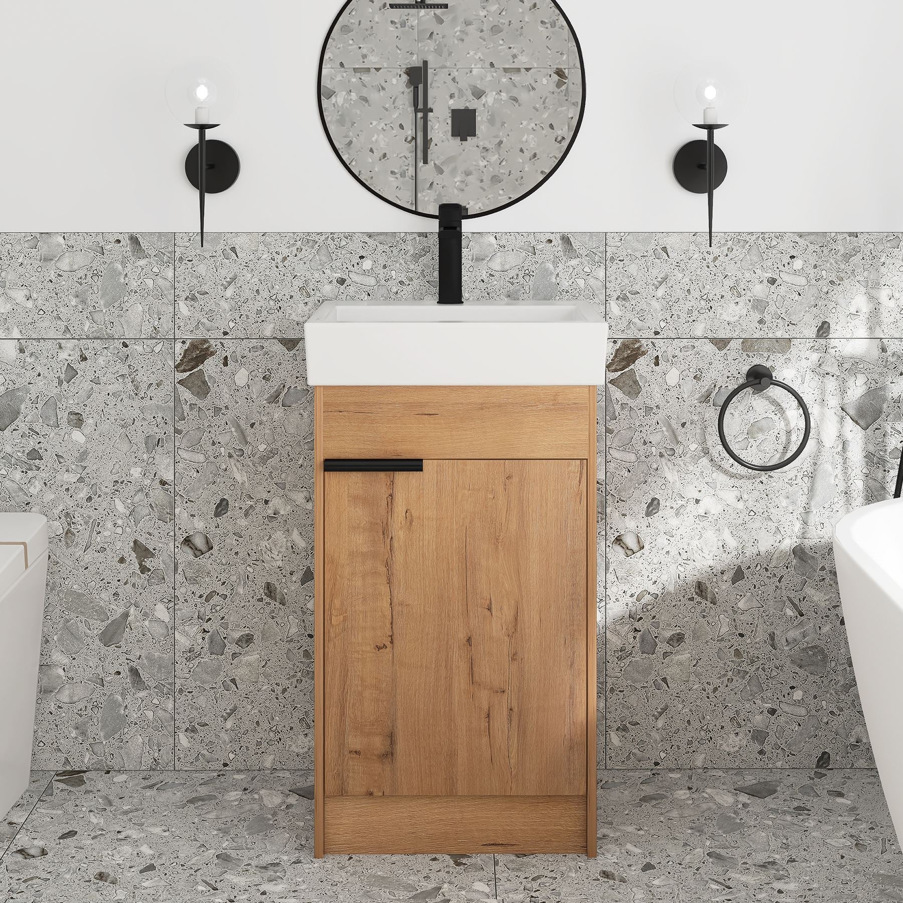 18 inch Freestanding Bathroom Vanity with Ceramic Top and Sink
