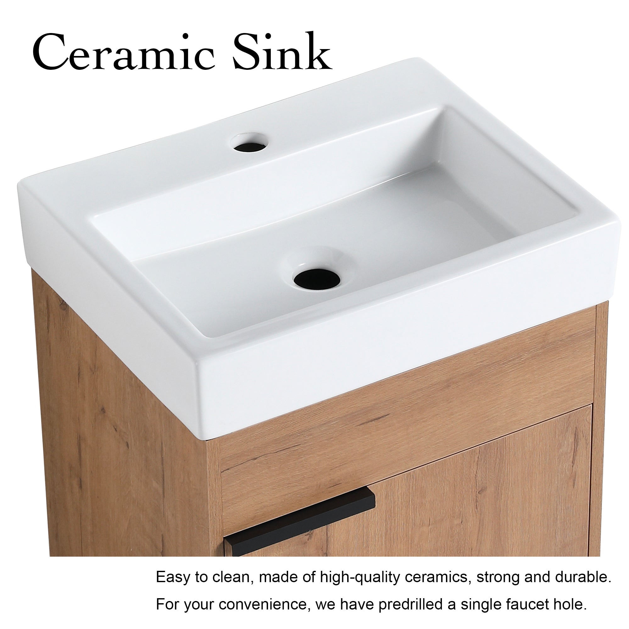 18 inch Freestanding Bathroom Vanity with Ceramic Top and Sink