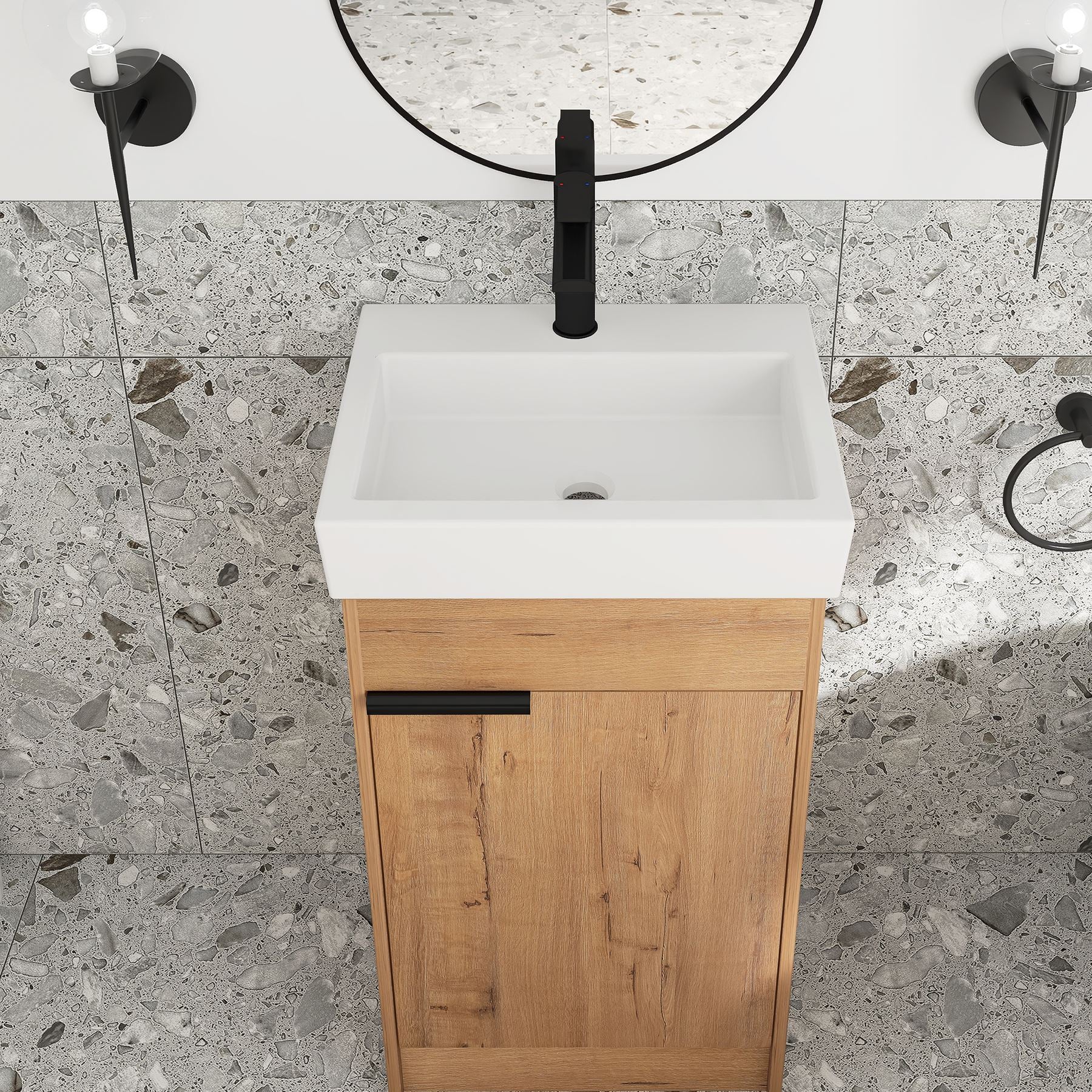 18 inch Freestanding Bathroom Vanity with Ceramic Top and Sink
