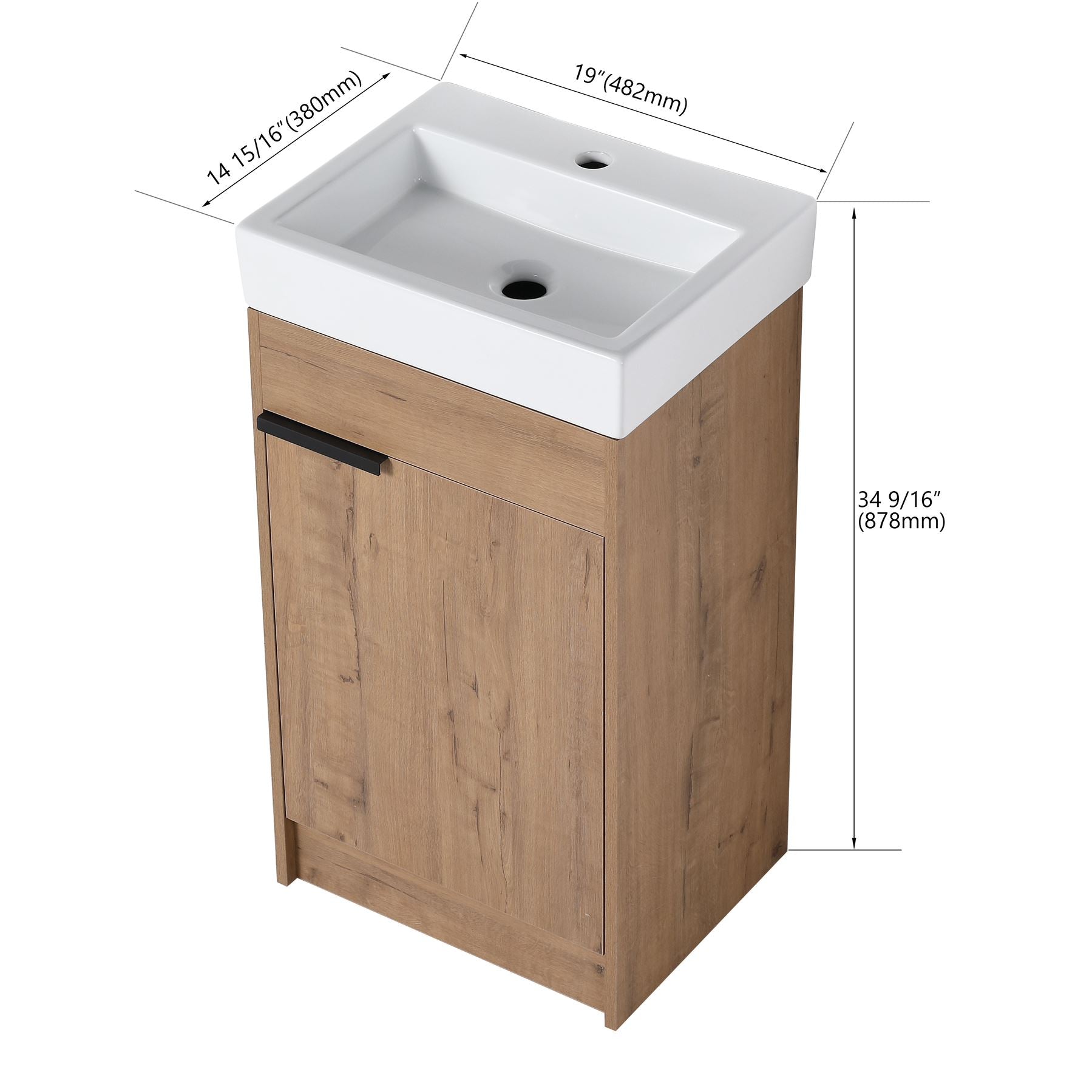 18 inch Freestanding Bathroom Vanity with Ceramic Top and Sink