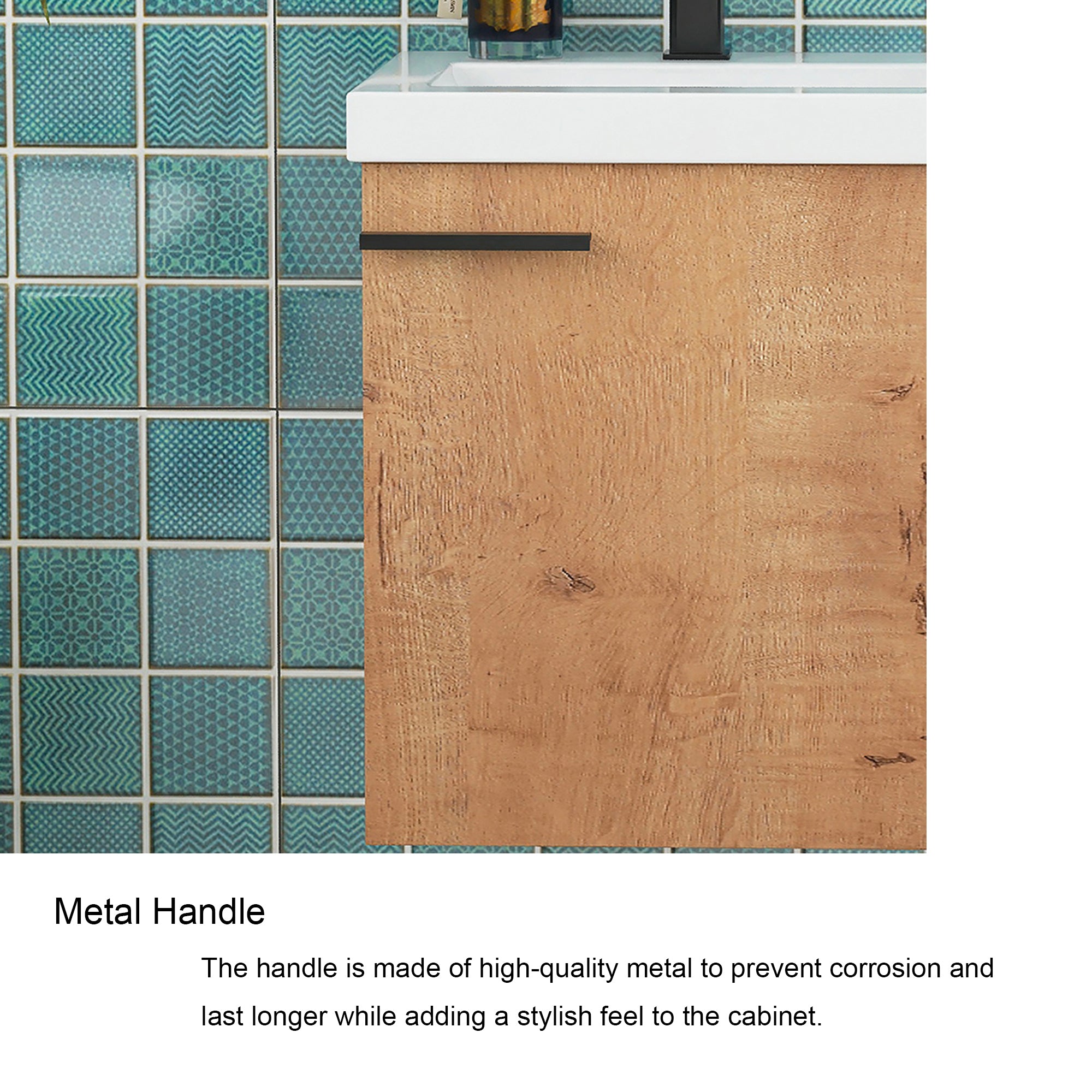 18 inch Wall Mounted Bathroom Vanity with Ceramic Top and Sink