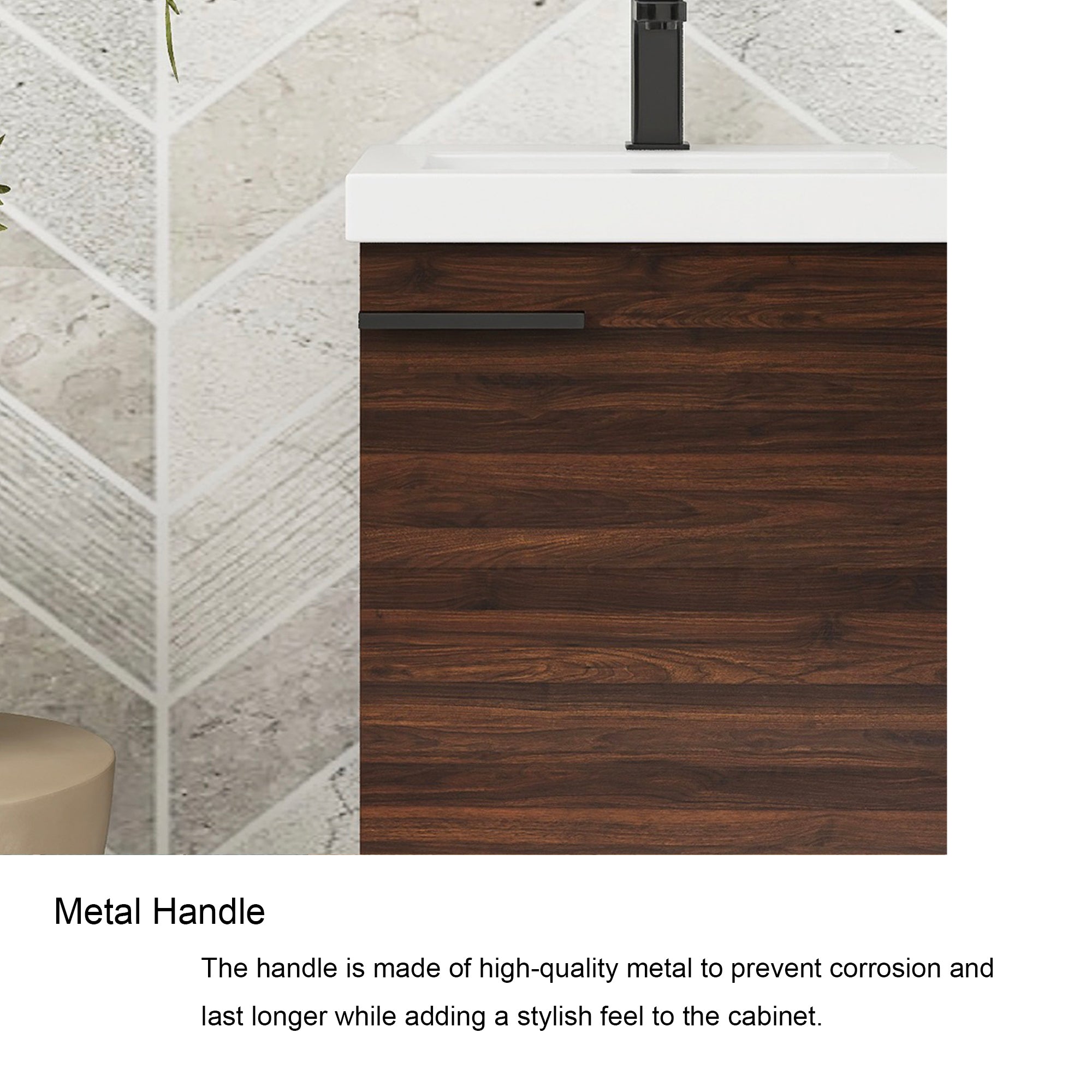 18 inch Wall Mounted Bathroom Vanity with Ceramic Top and Sink