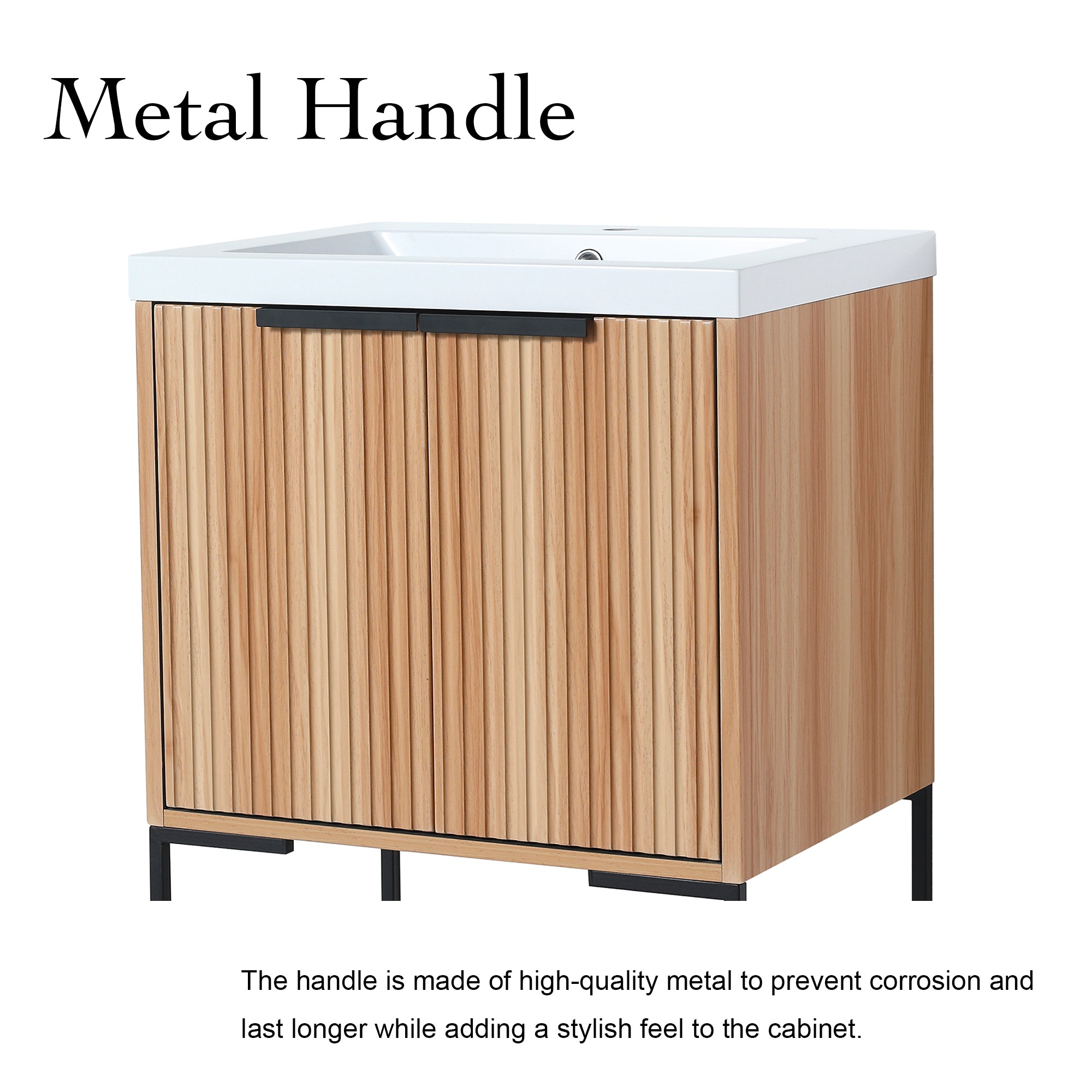 24 Inch Freestanding Bathroom Vanity With Resin Basin
