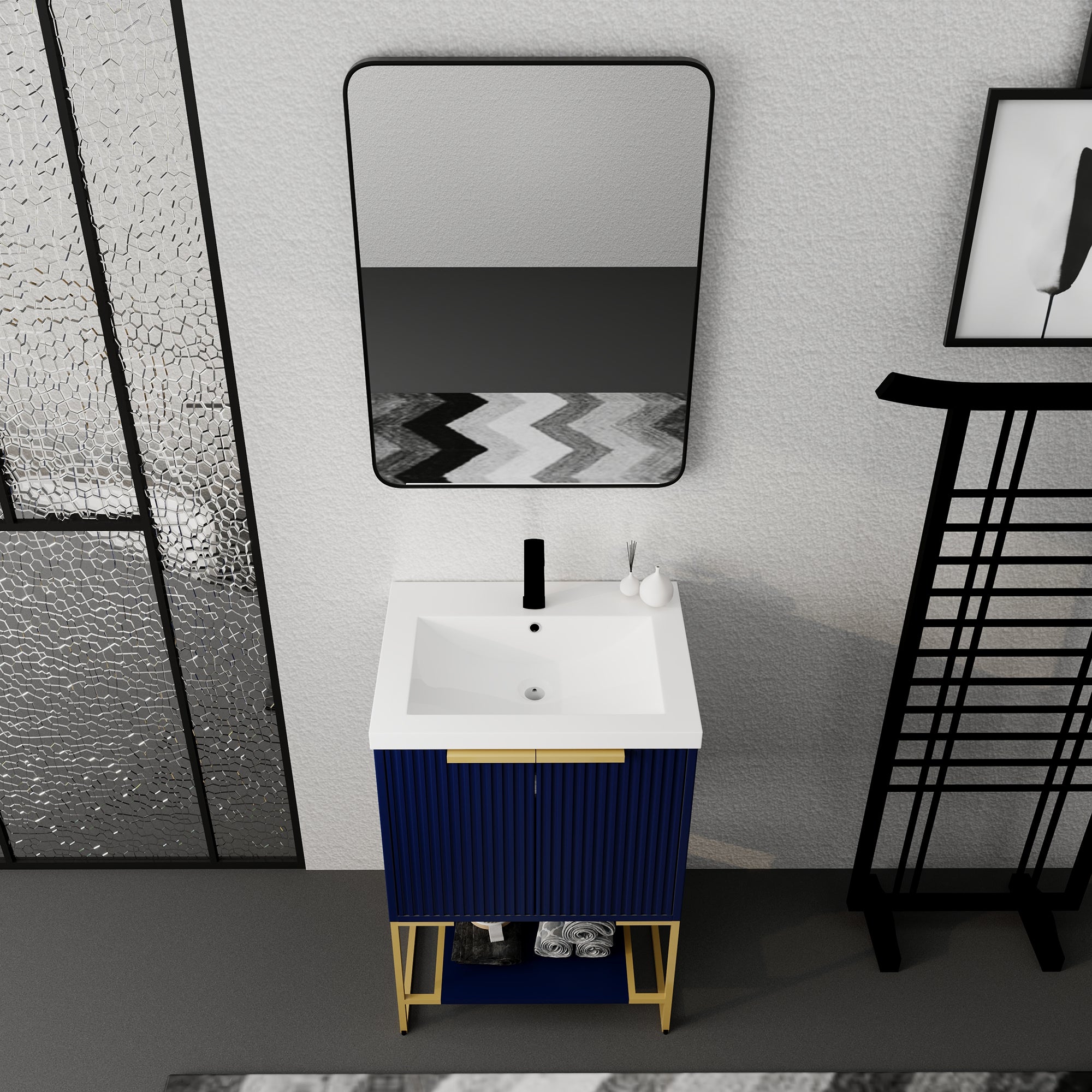 24 Inch Freestanding Bathroom Vanity With Resin Basin