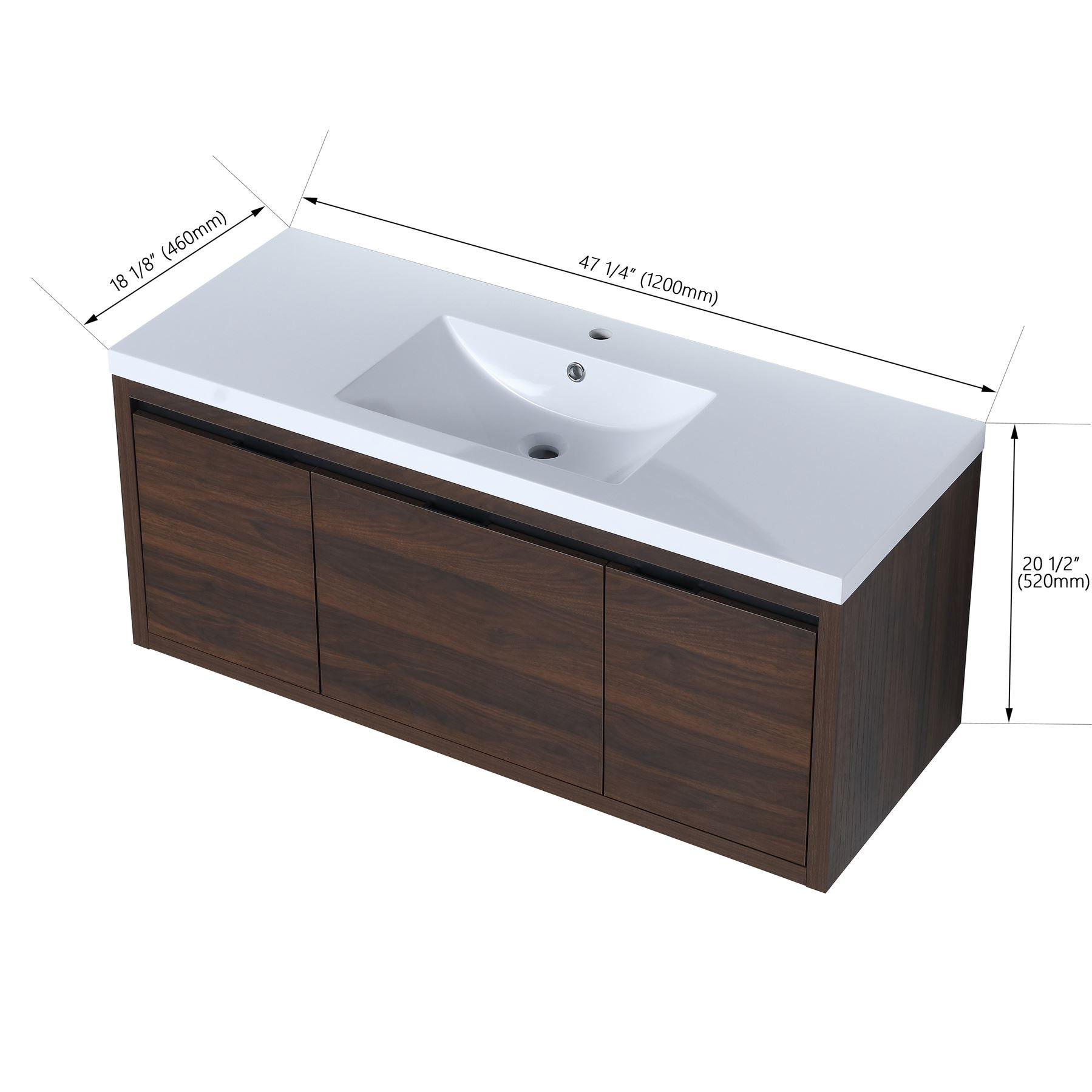 48 Inch Bathroom Cabinet With Sink with Soft Close Doors and Drawer with Cultured Marble Basin