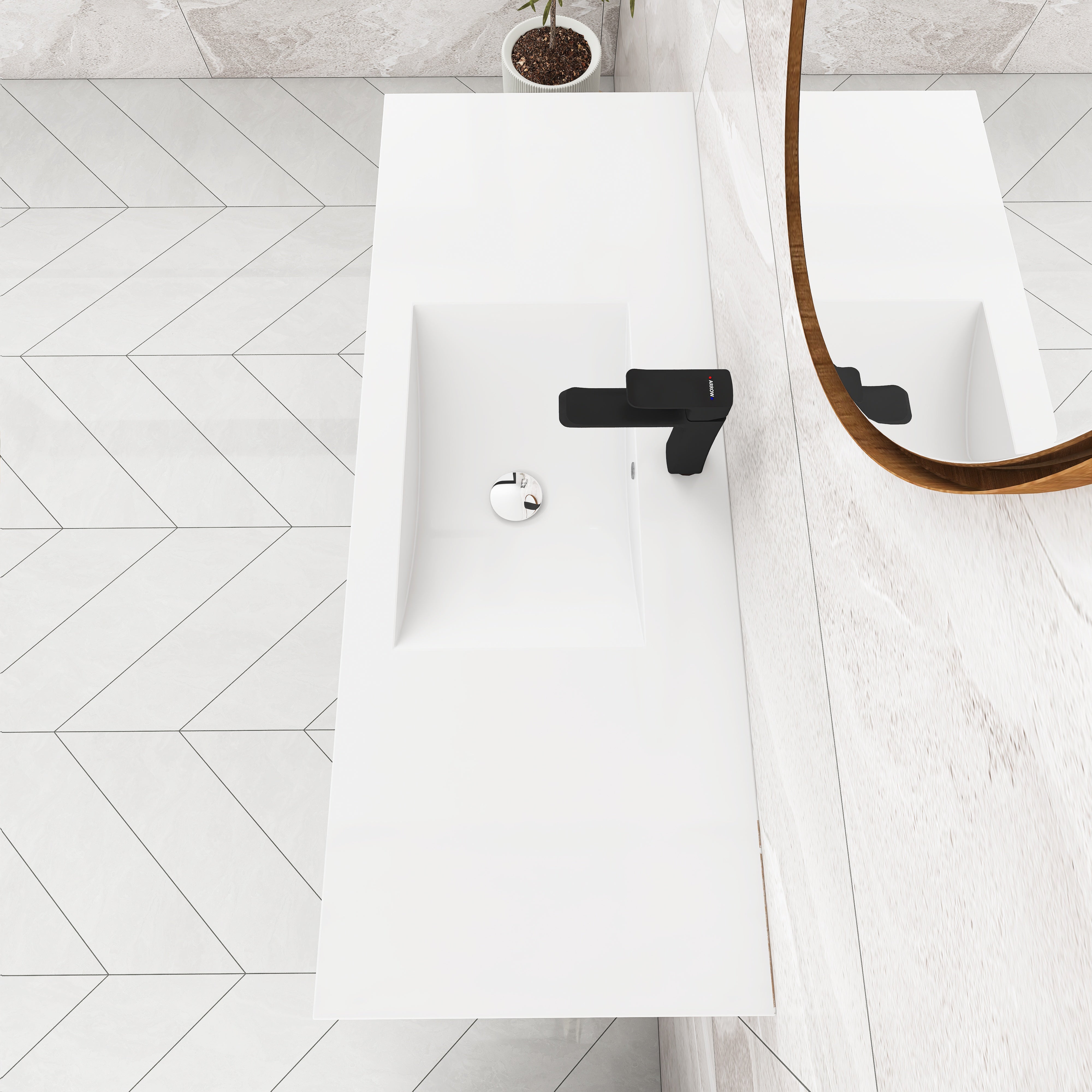48 Inch Bathroom Cabinet With Sink with Soft Close Doors and Drawer with Cultured Marble Basin