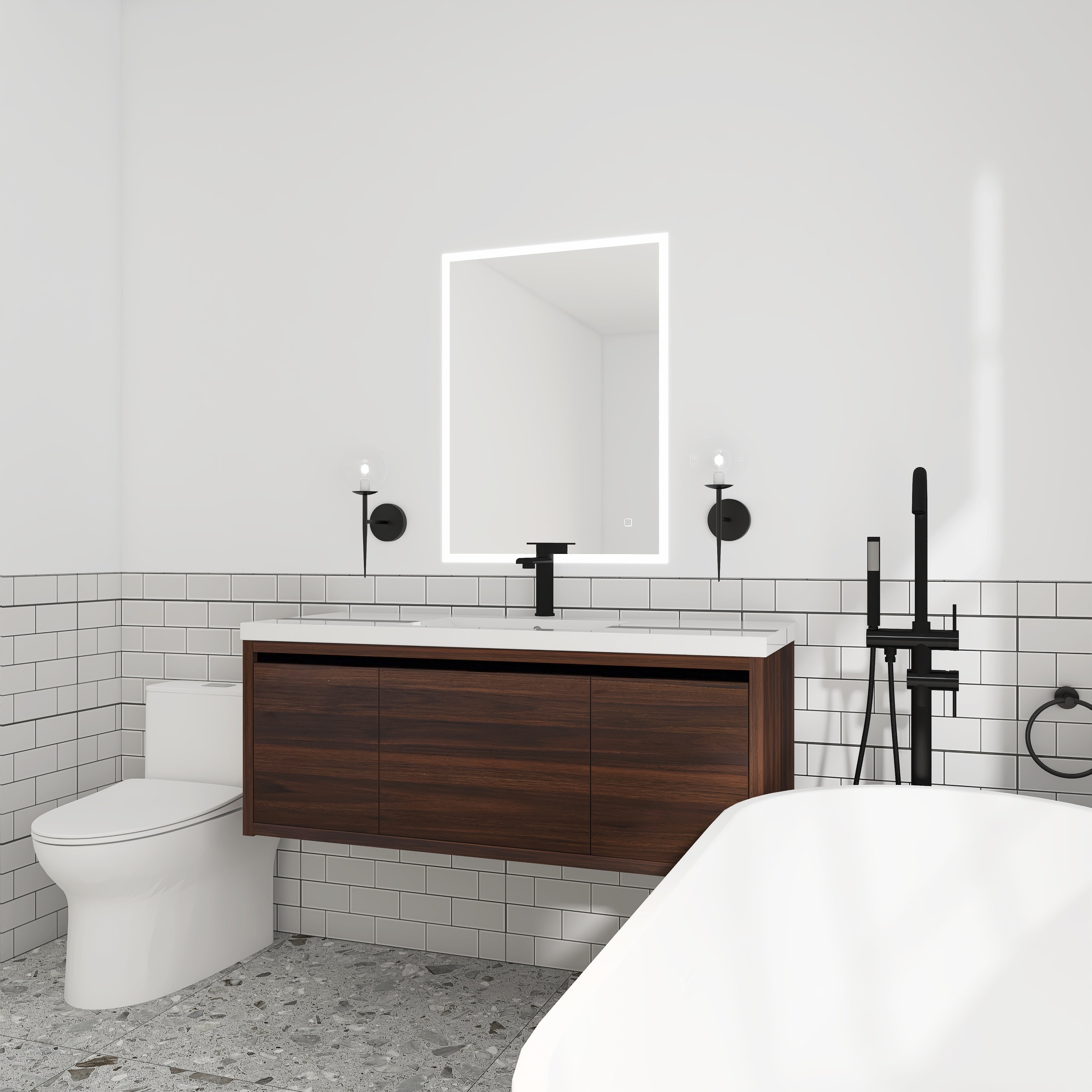 48 Inch Bathroom Cabinet With Sink with Soft Close Doors and Drawer with Cultured Marble Basin