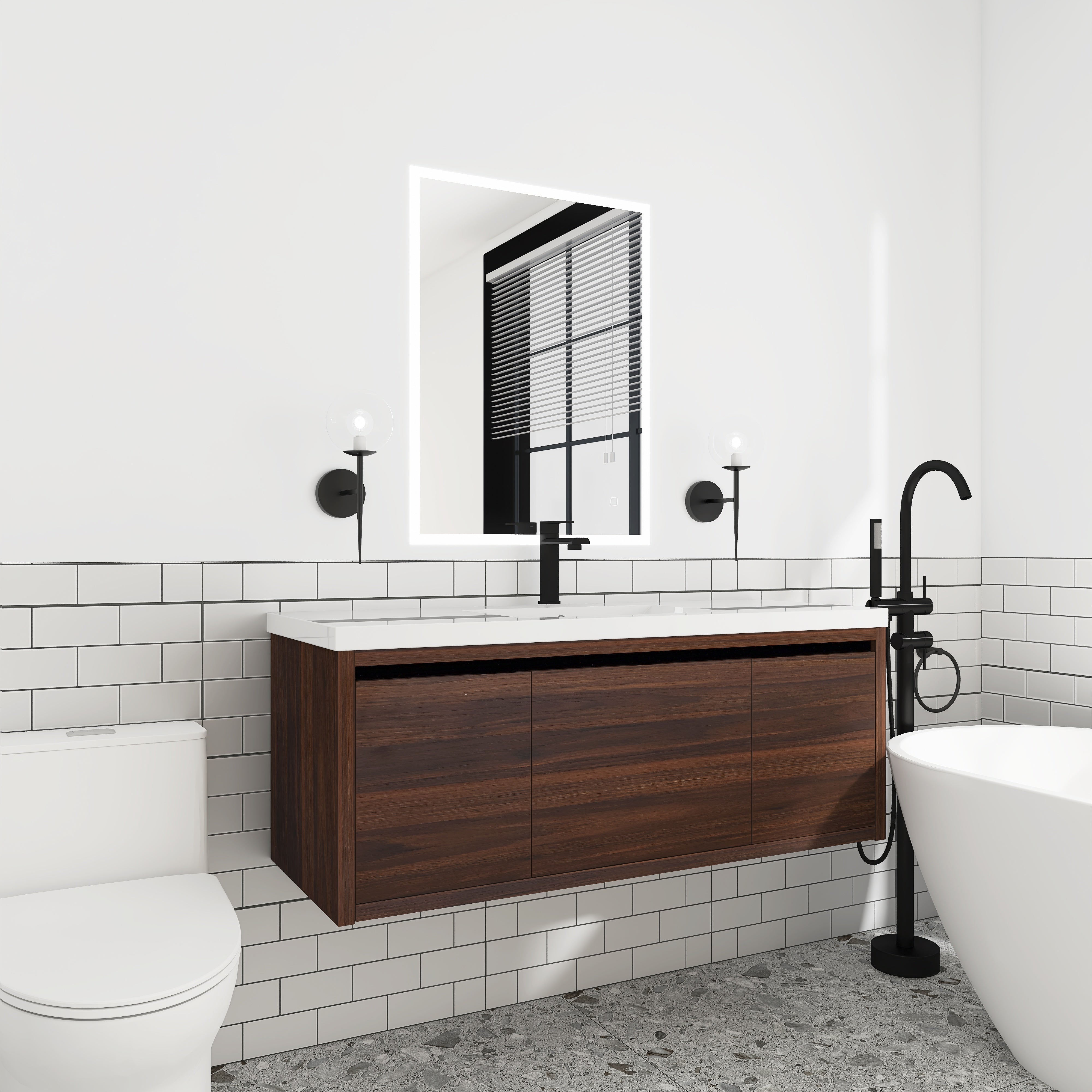 48 Inch Bathroom Cabinet With Sink with Soft Close Doors and Drawer with Cultured Marble Basin