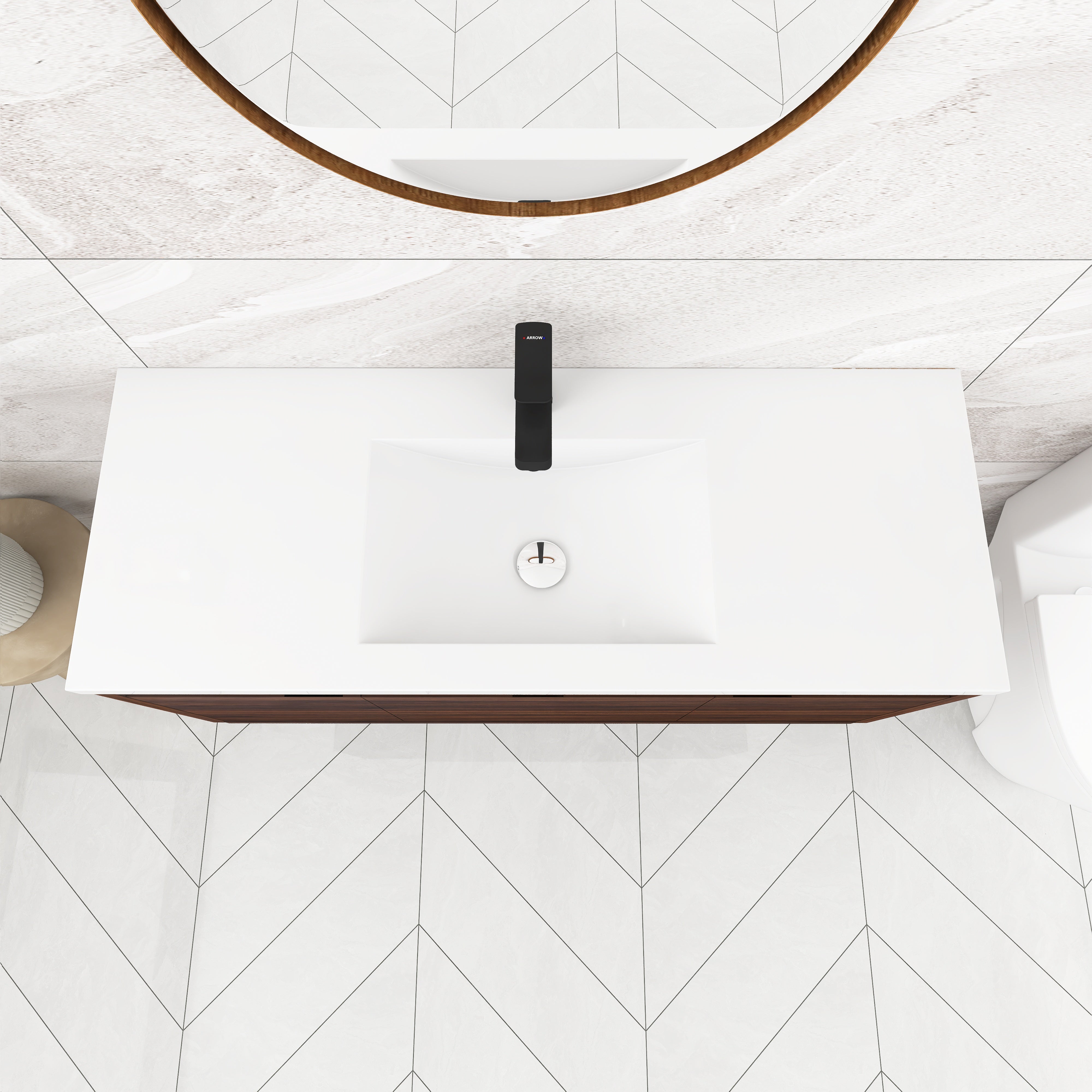 48 Inch Bathroom Cabinet With Sink with Soft Close Doors and Drawer with Cultured Marble Basin