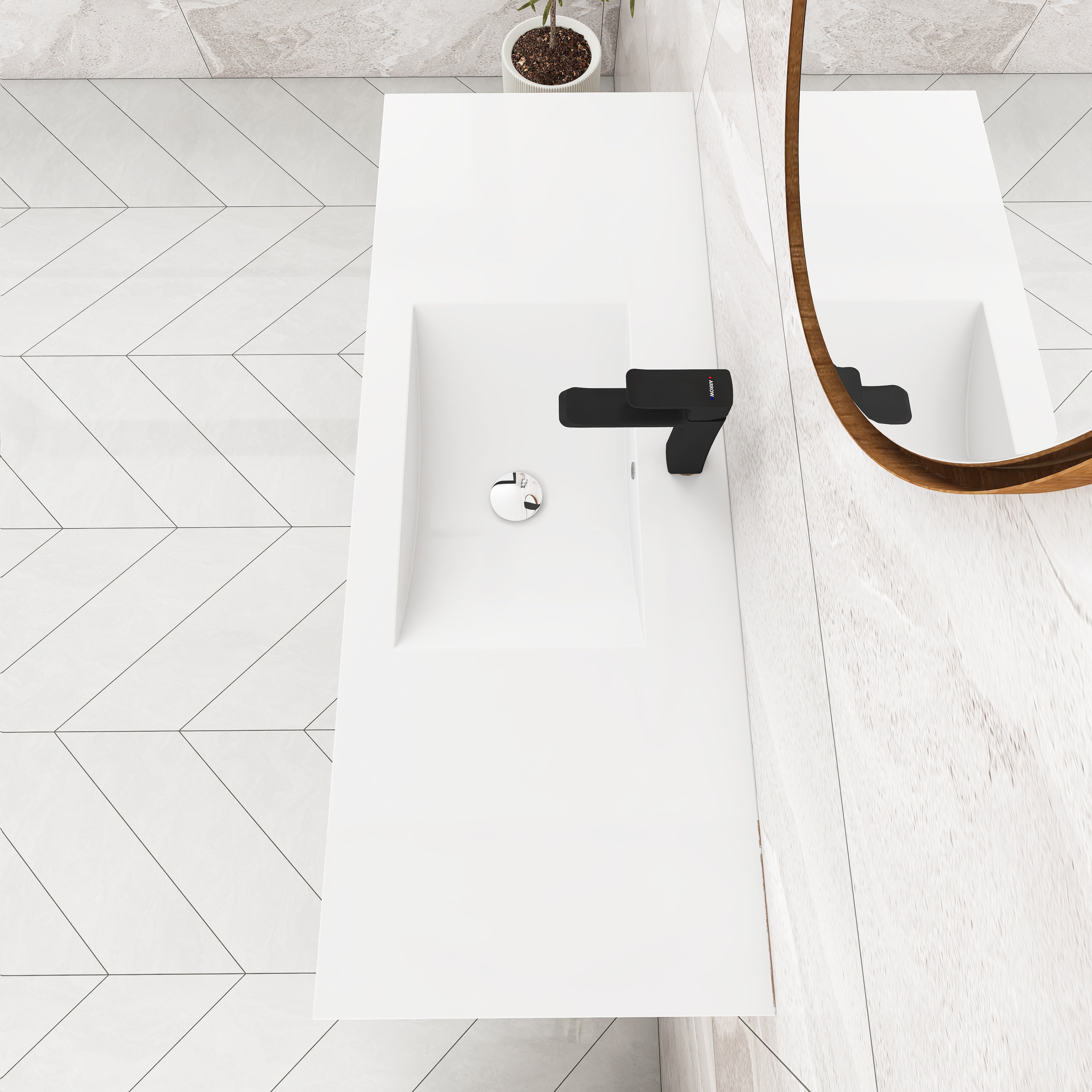 48 Inch Bathroom Cabinet With Sink with Soft Close Doors and Drawer with Cultured Marble Basin