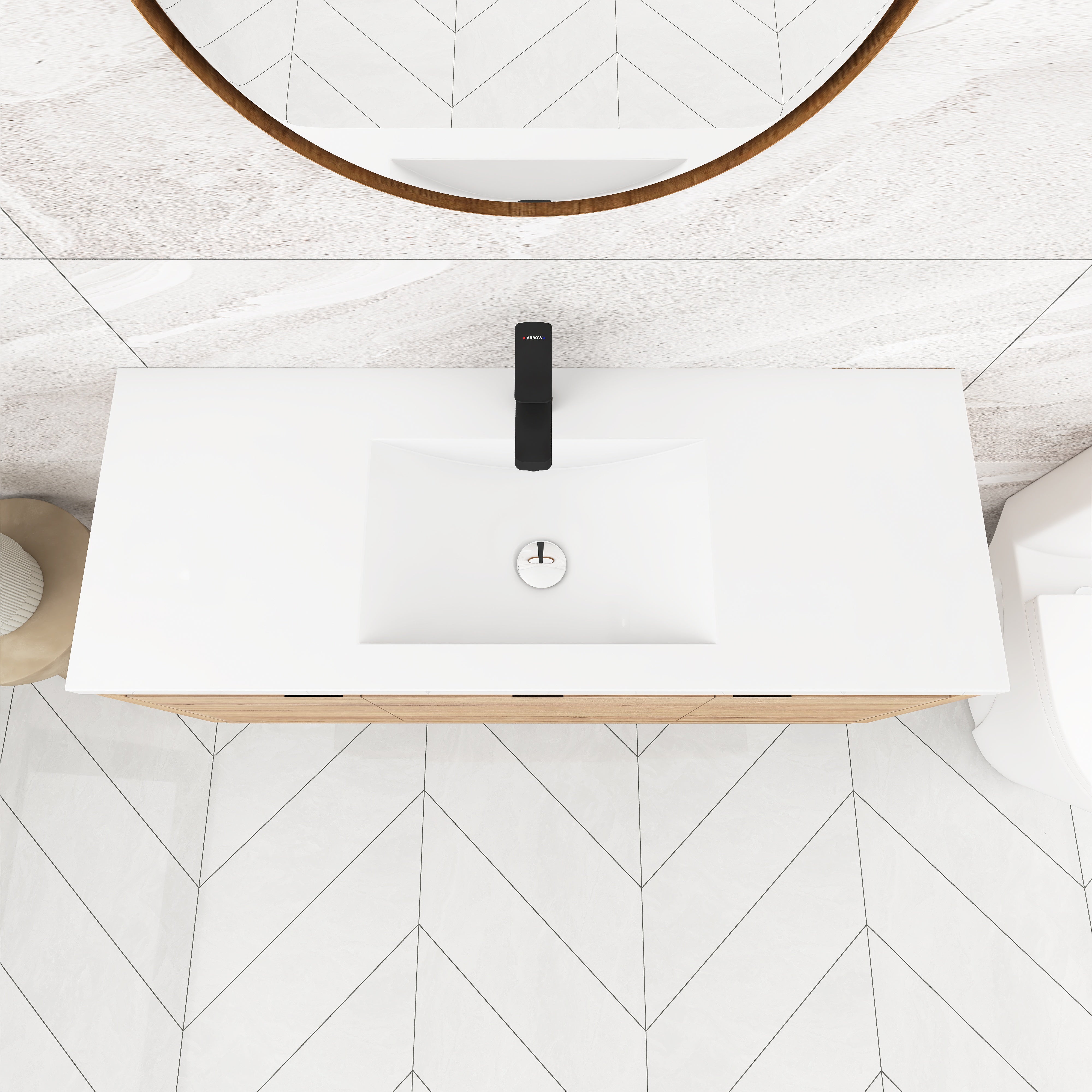 48 Inch Bathroom Cabinet With Sink with Soft Close Doors and Drawer with Cultured Marble Basin