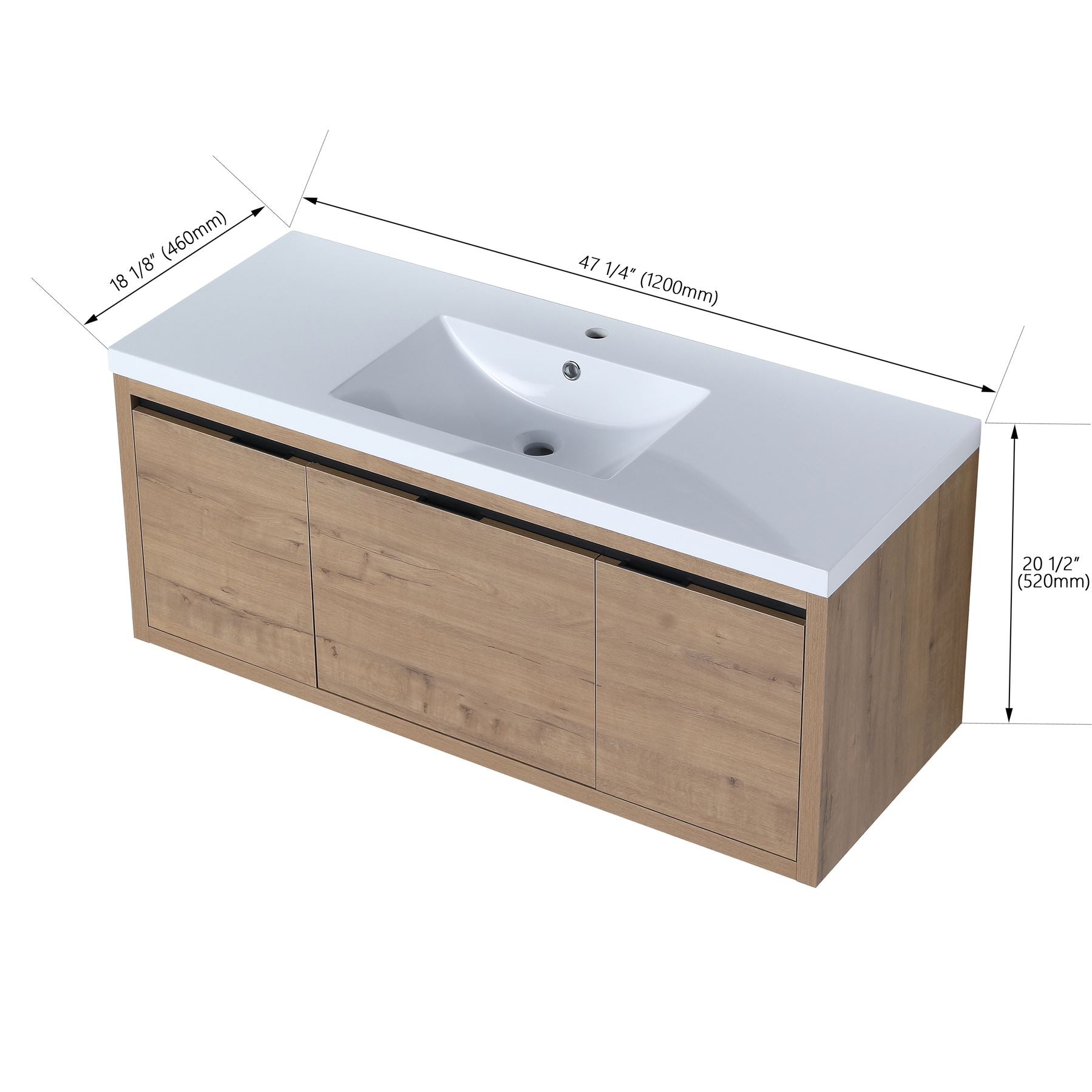 48 Inch Bathroom Cabinet With Sink with Soft Close Doors and Drawer with Cultured Marble Basin