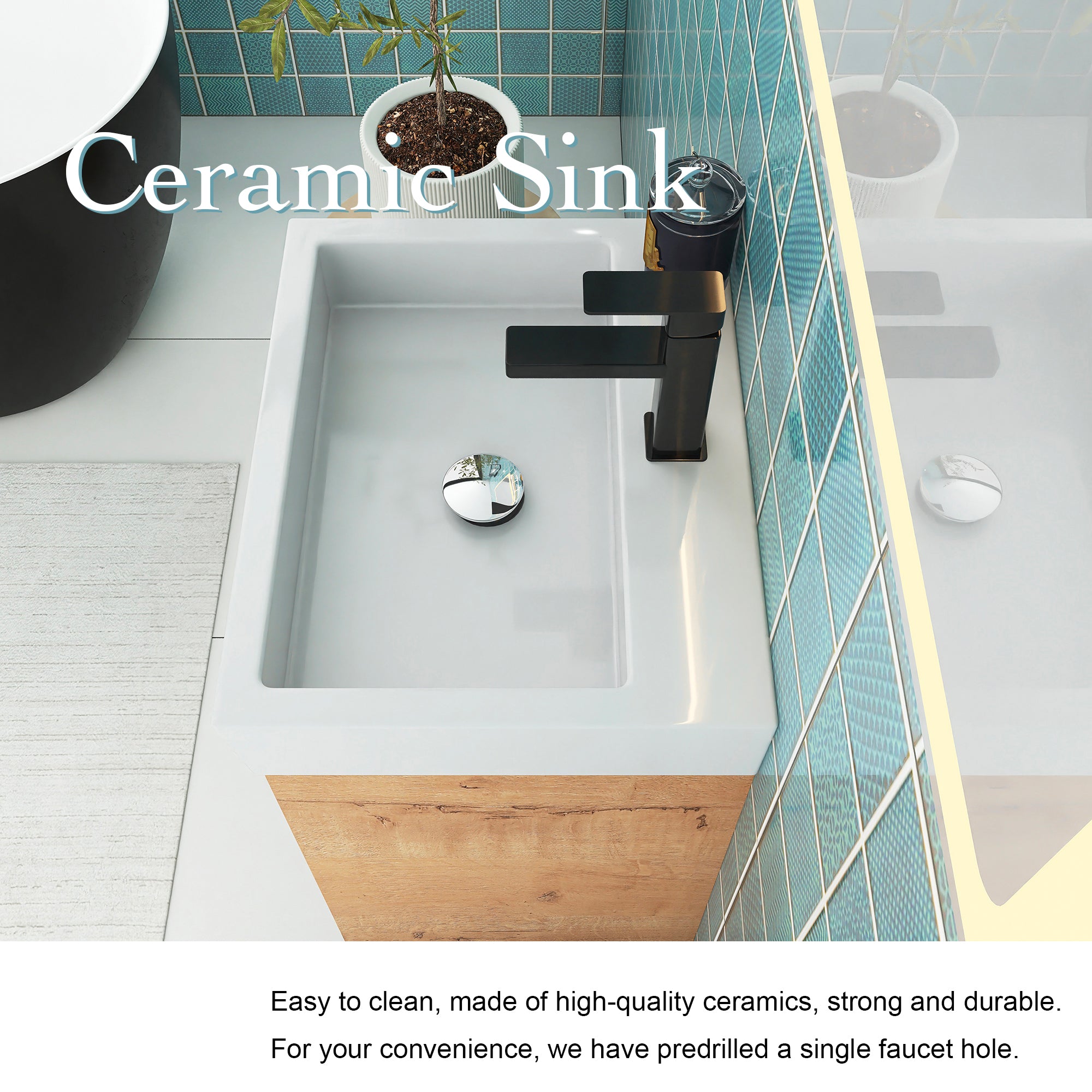 24 Inch Floating Bathroom Vanity in Imitative Oak with Soft Closing Doors with Cultured Marble Sink
