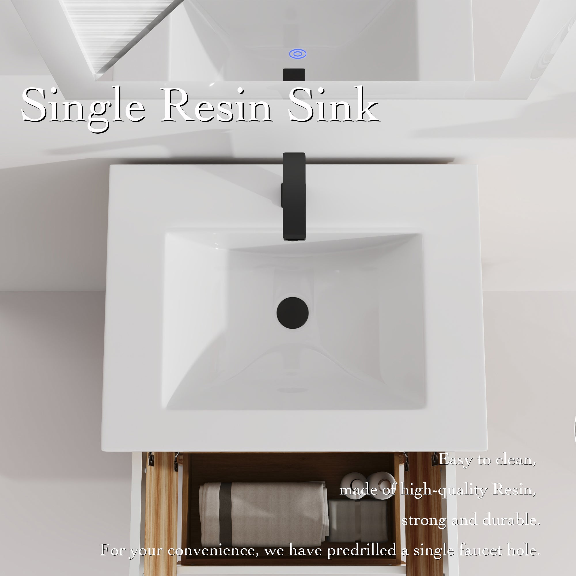 24" Freestanding Bathroom Vanity in Maple With Doors and Drawer with Cultured Marble Sink