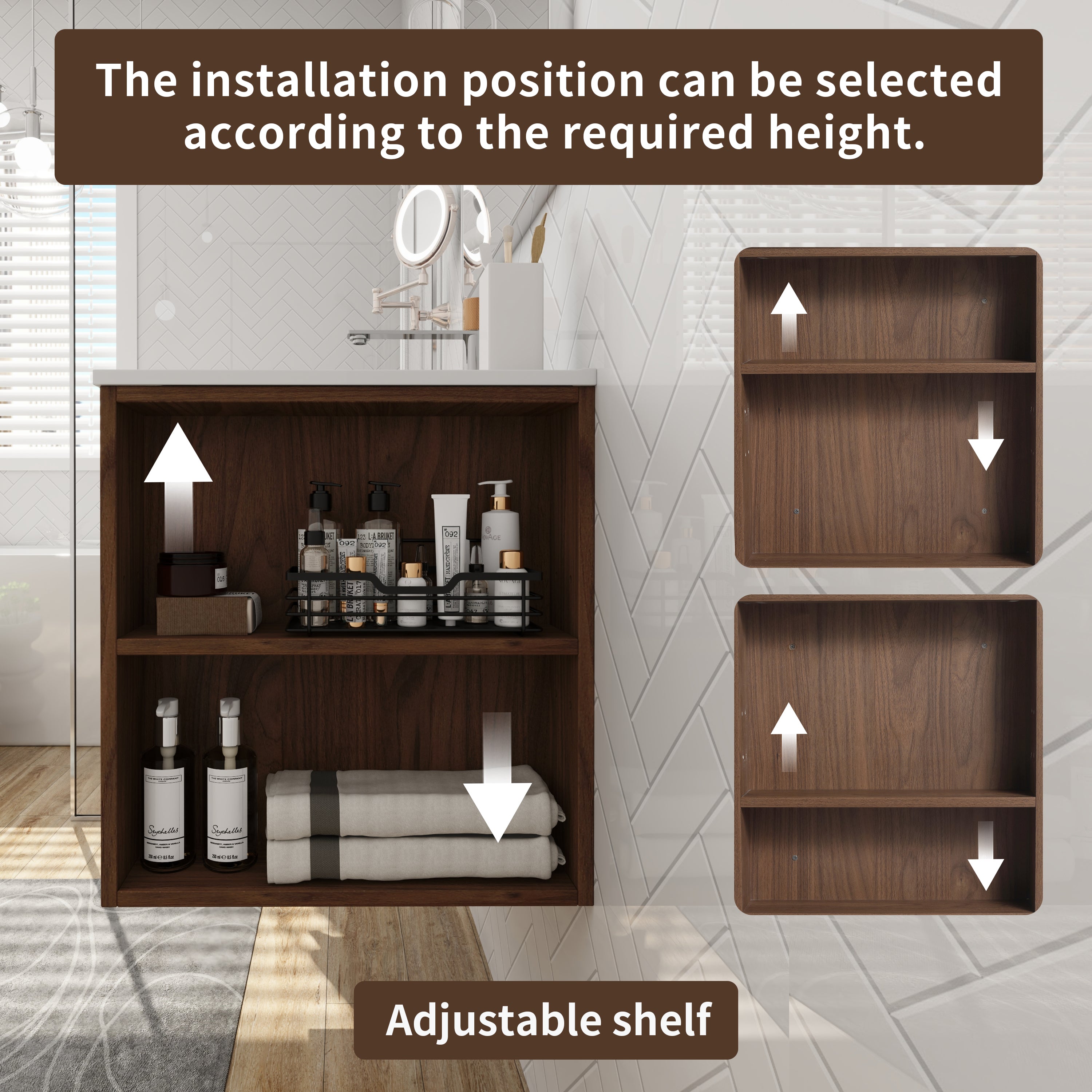 30 inch Plywood Wall Mounted Bathroom Vanity  with Integrated Resin Sink with Drain